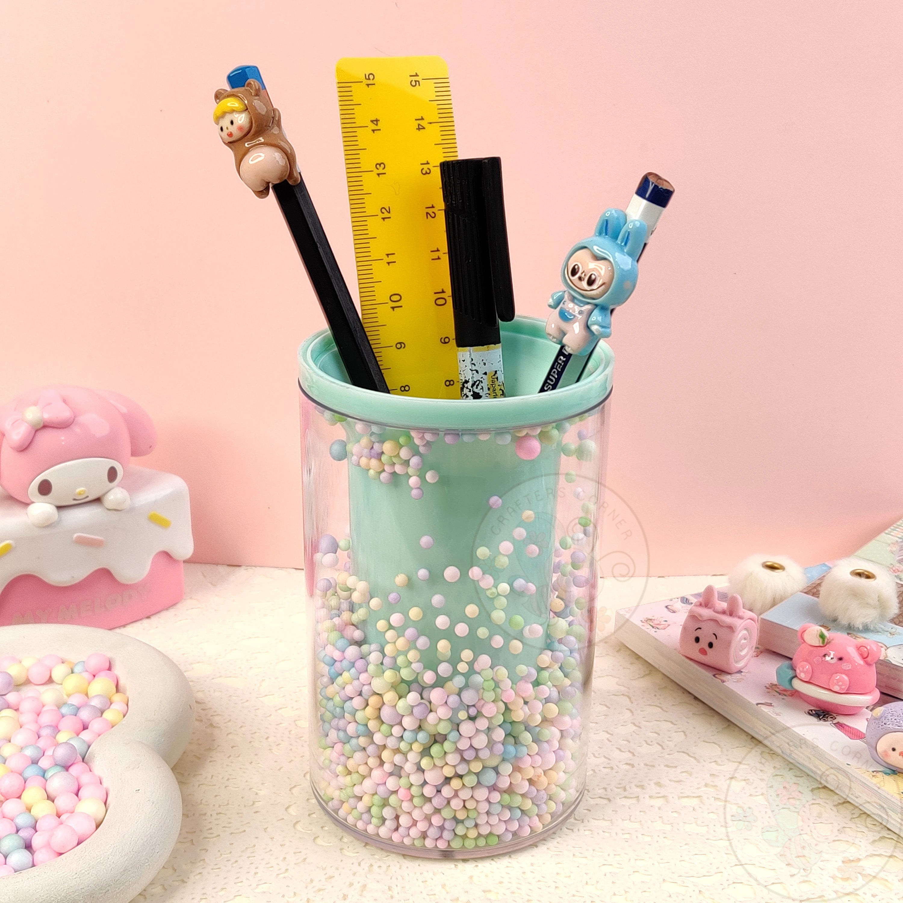 Sweet Pastel Sprinkle Pen Holder- Green