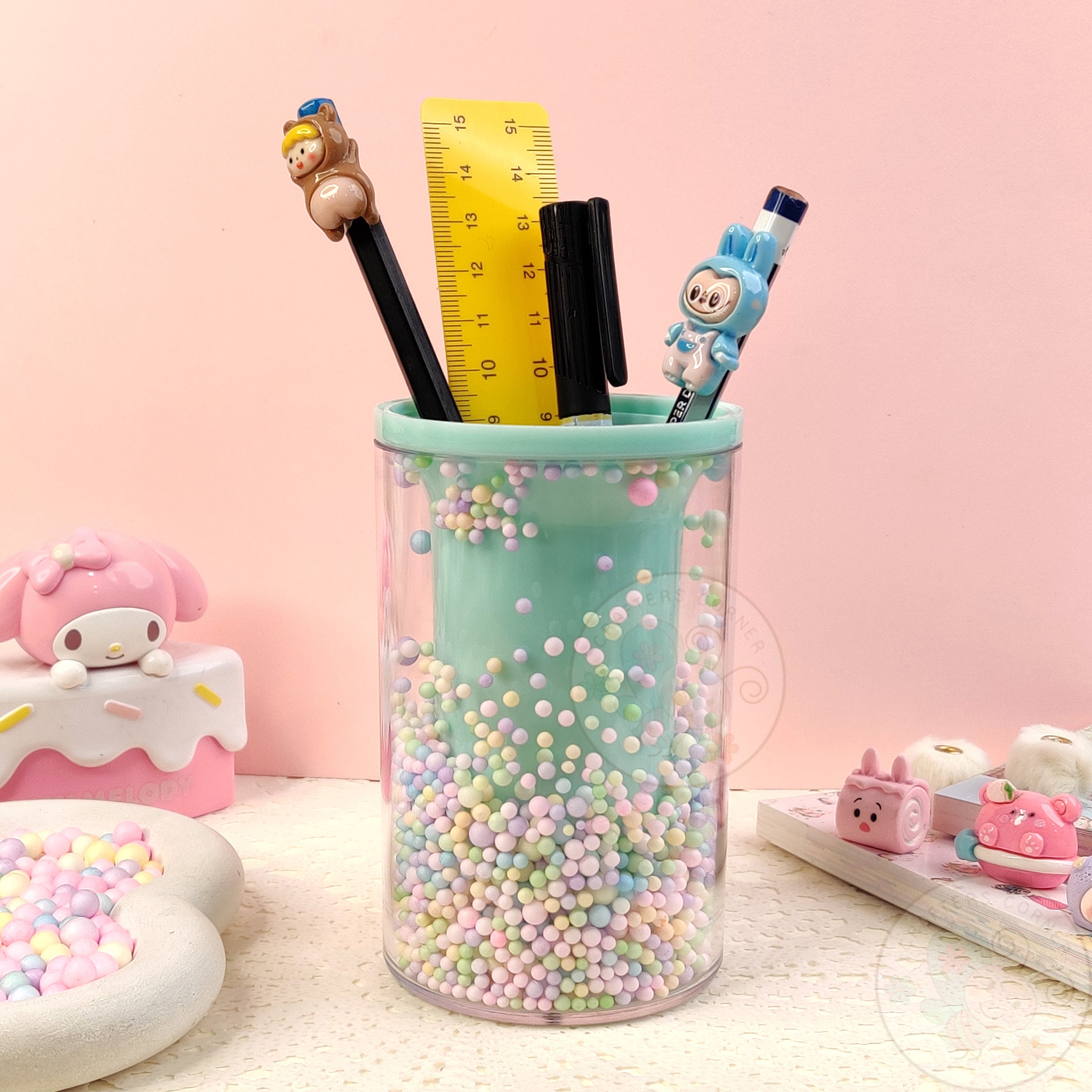 Sweet Pastel Sprinkle Pen Holder- Green