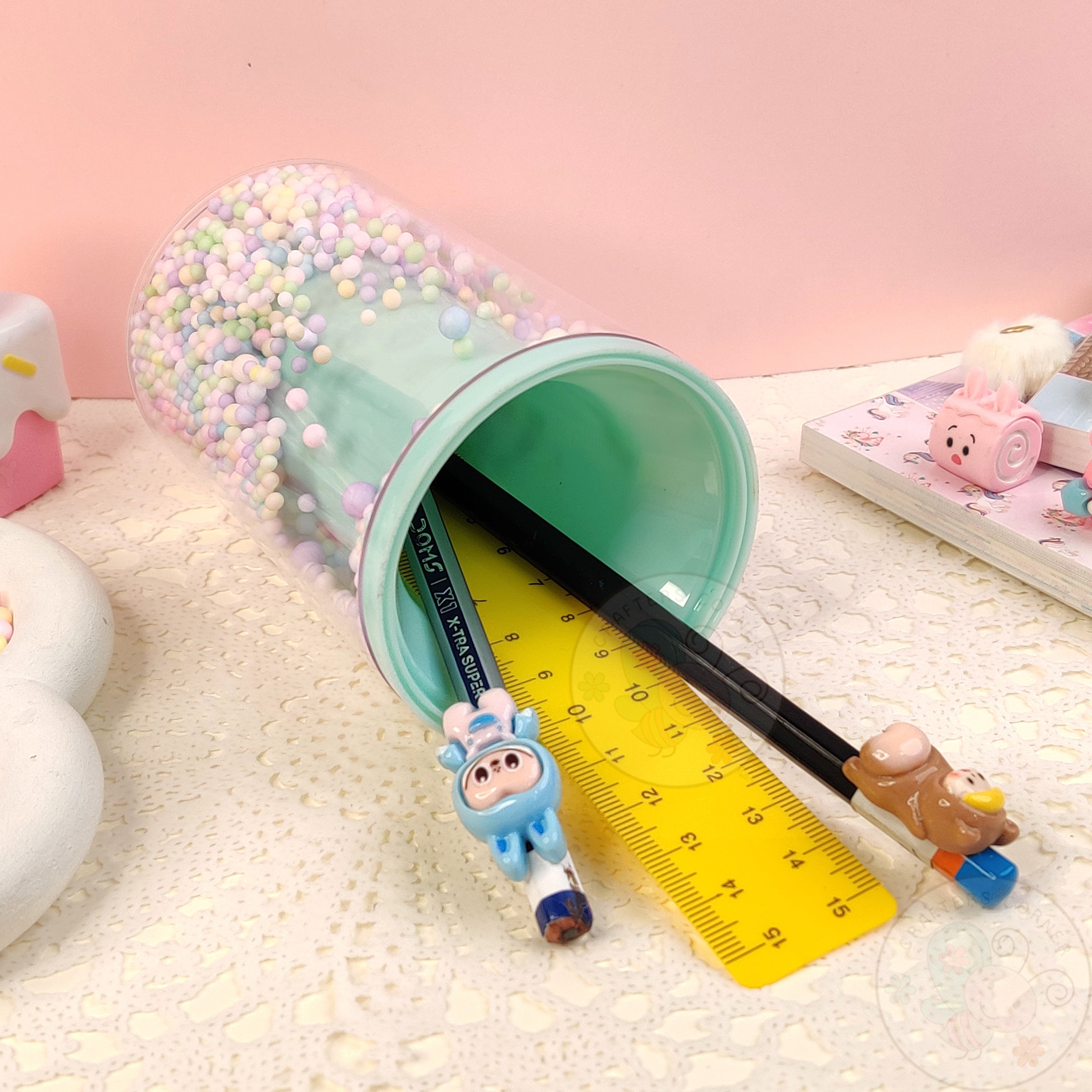 Sweet Pastel Sprinkle Pen Holder- Green