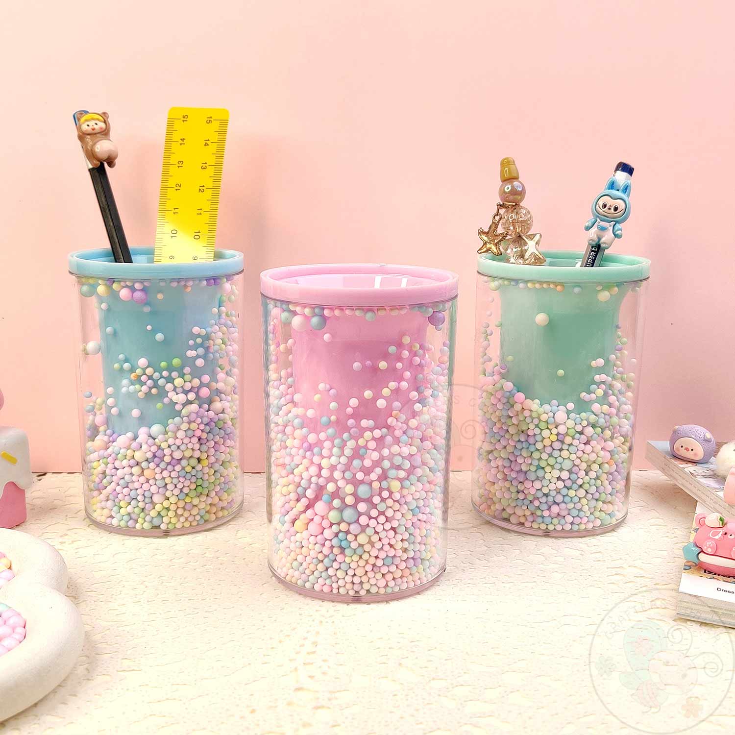 Sweet Pastel Sprinkle Pen Holder- Combo Set