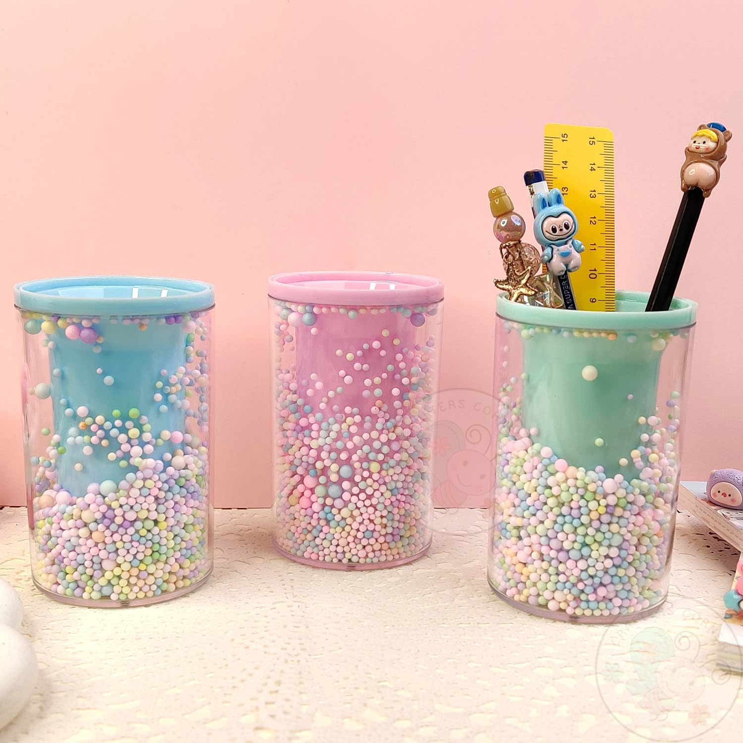 Sweet Pastel Sprinkle Pen Holder- Combo Set