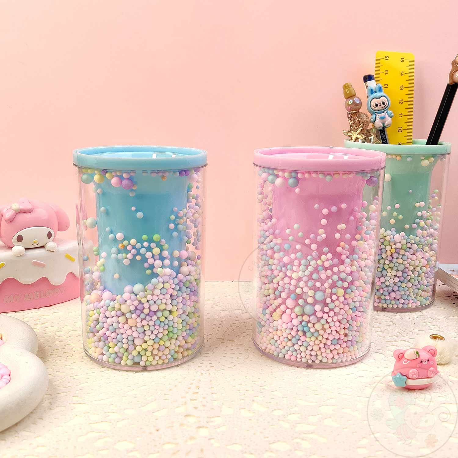 Sweet Pastel Sprinkle Pen Holder- Combo Set