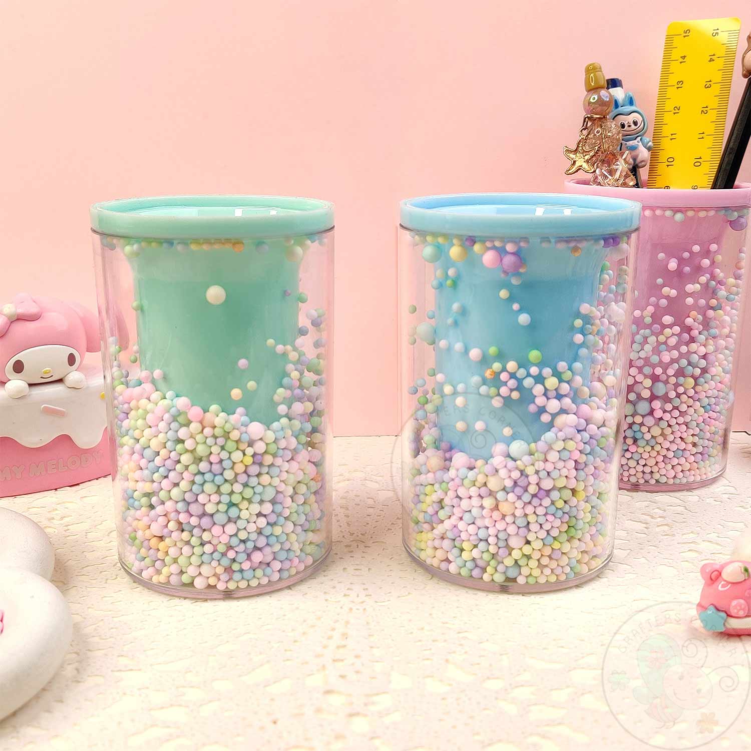 Sweet Pastel Sprinkle Pen Holder- Combo Set