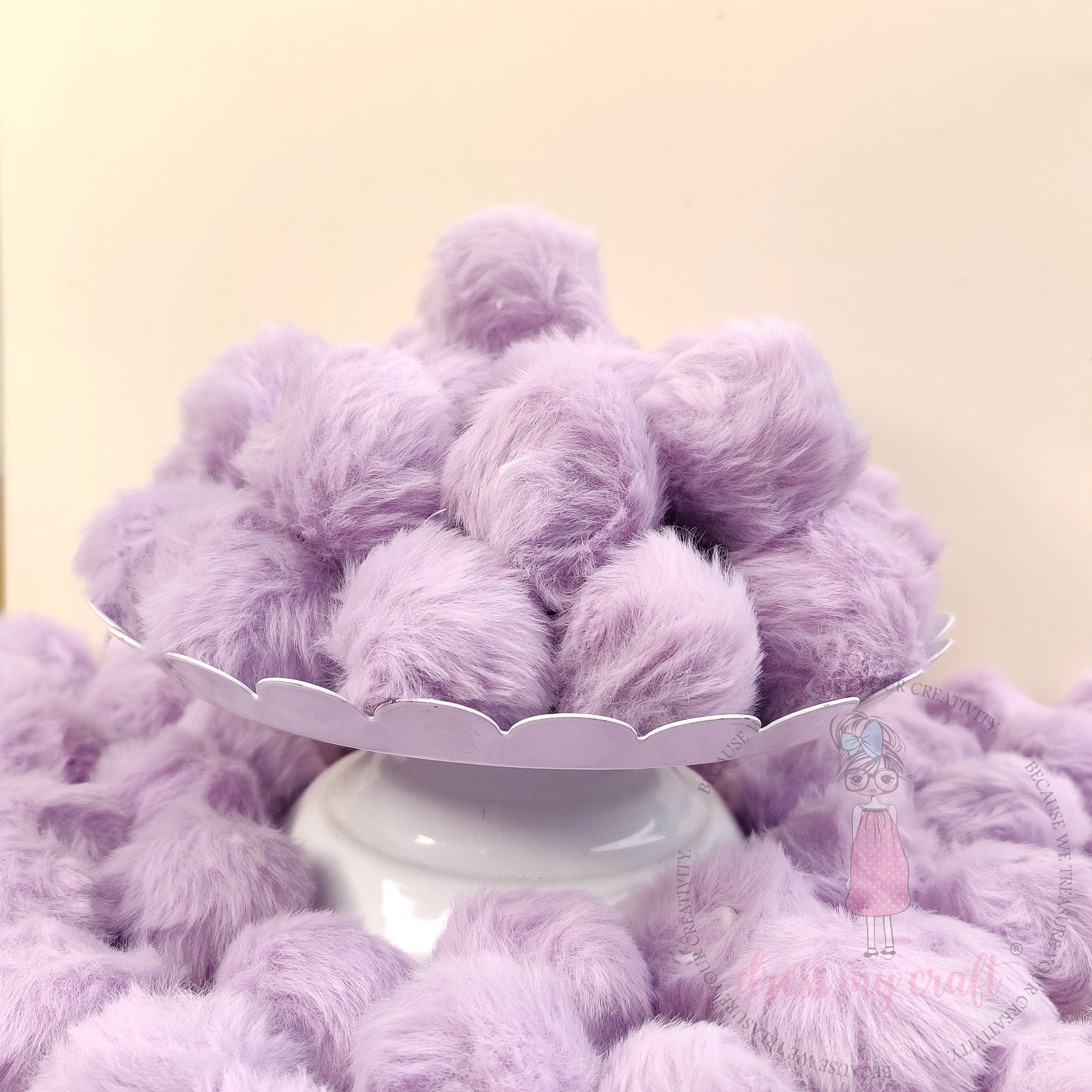 Pastel Lavender Pom Poms With Loop - Big