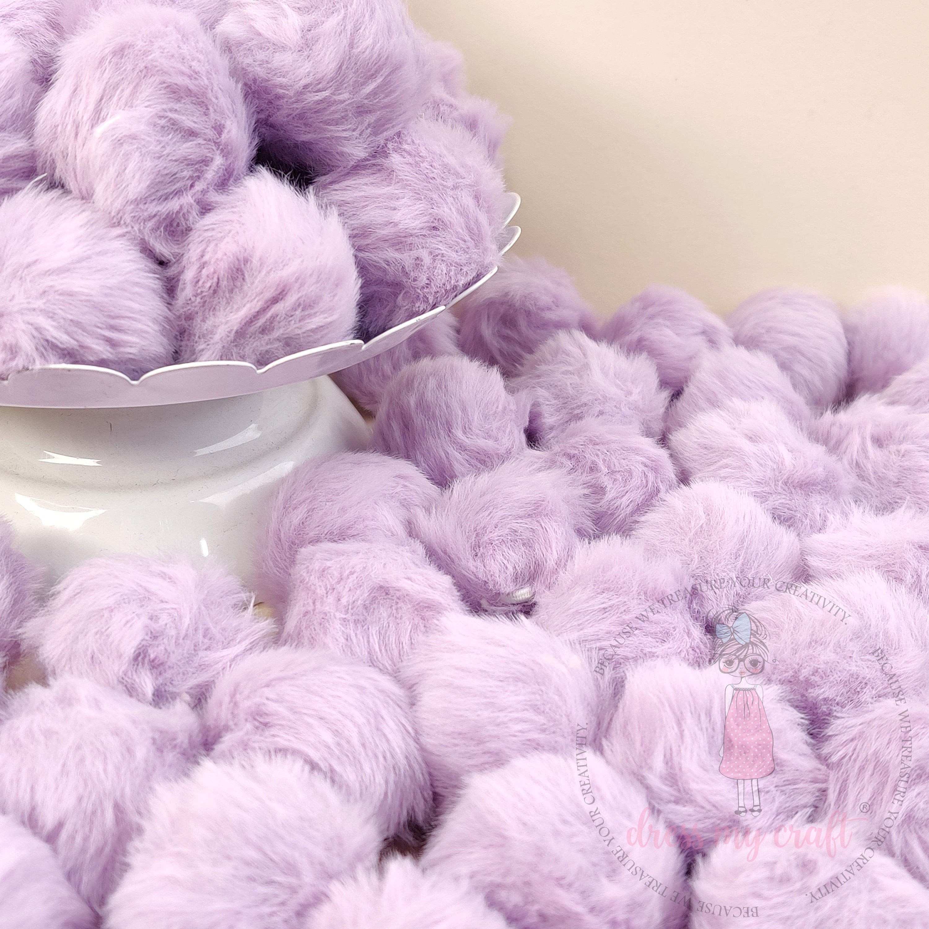Pastel Lavender Pom Poms With Loop - Big