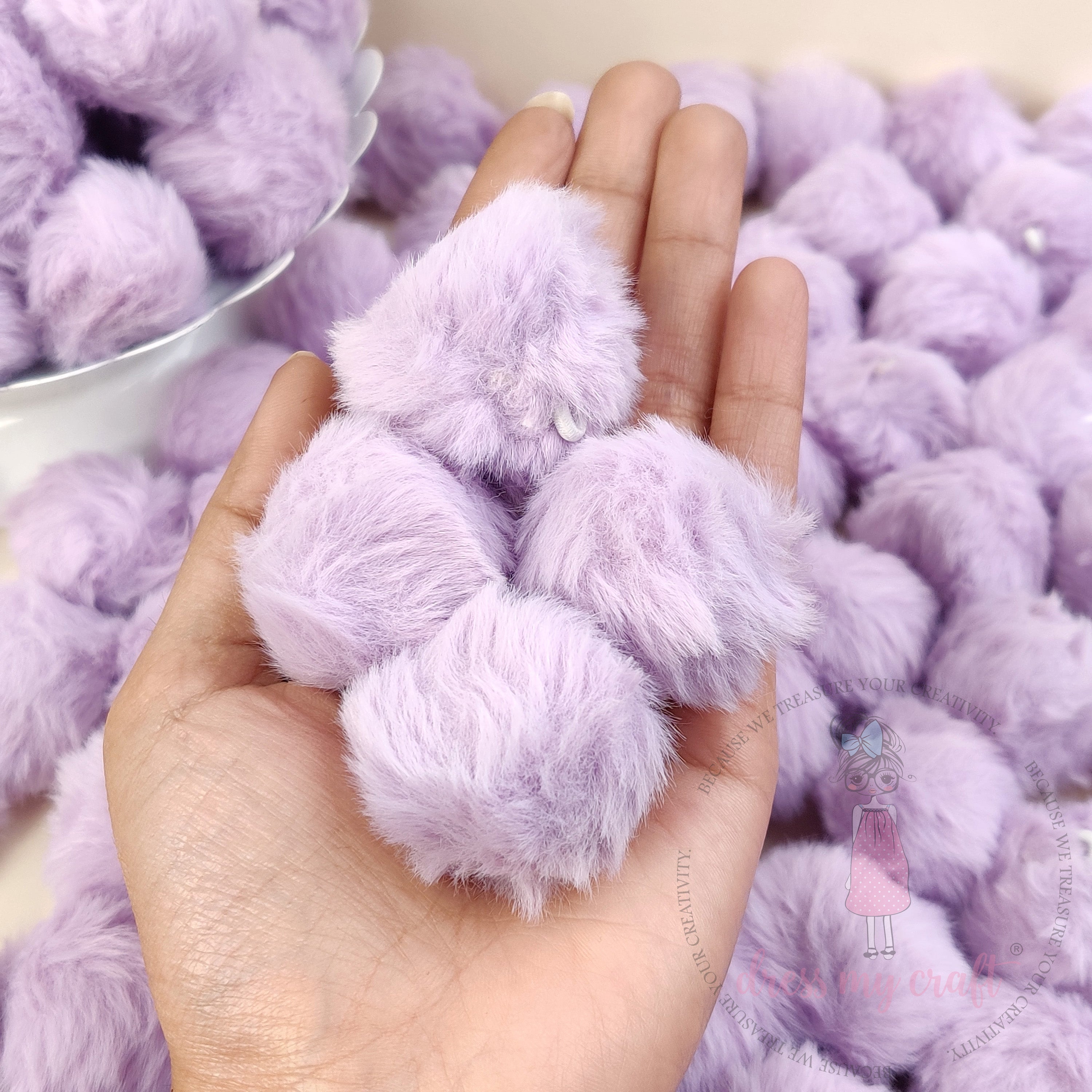 Pastel Lavender Pom Poms With Loop - Big