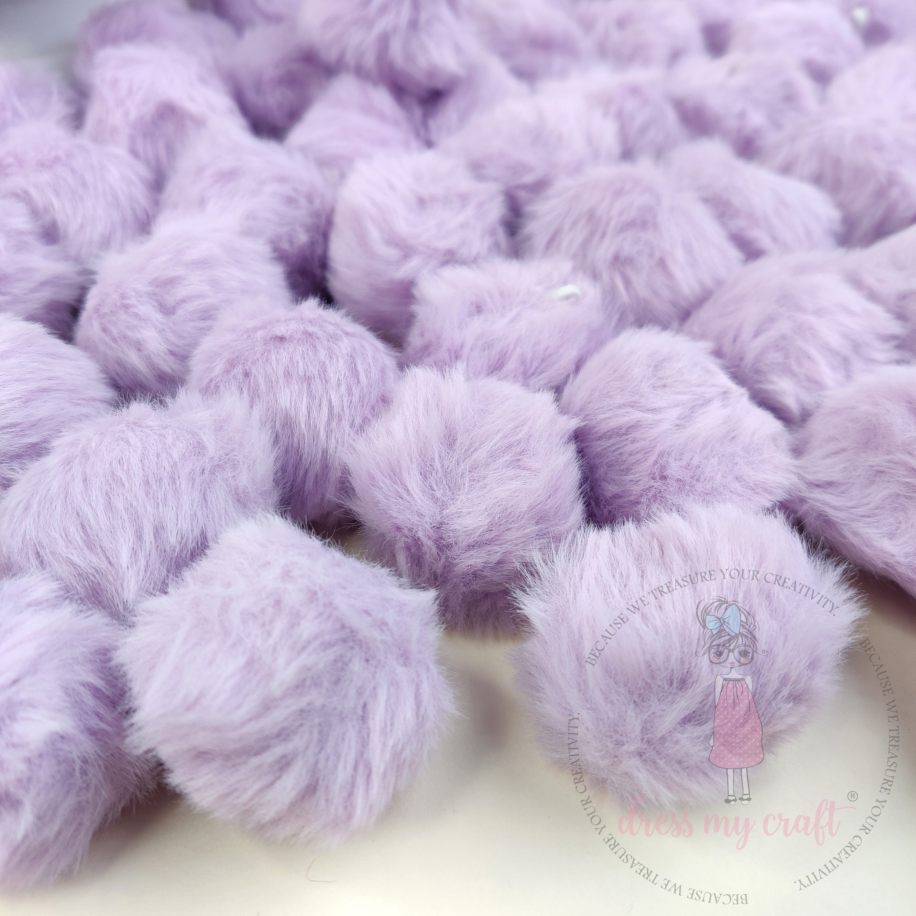 Pastel Lavender Pom Poms With Loop - Big