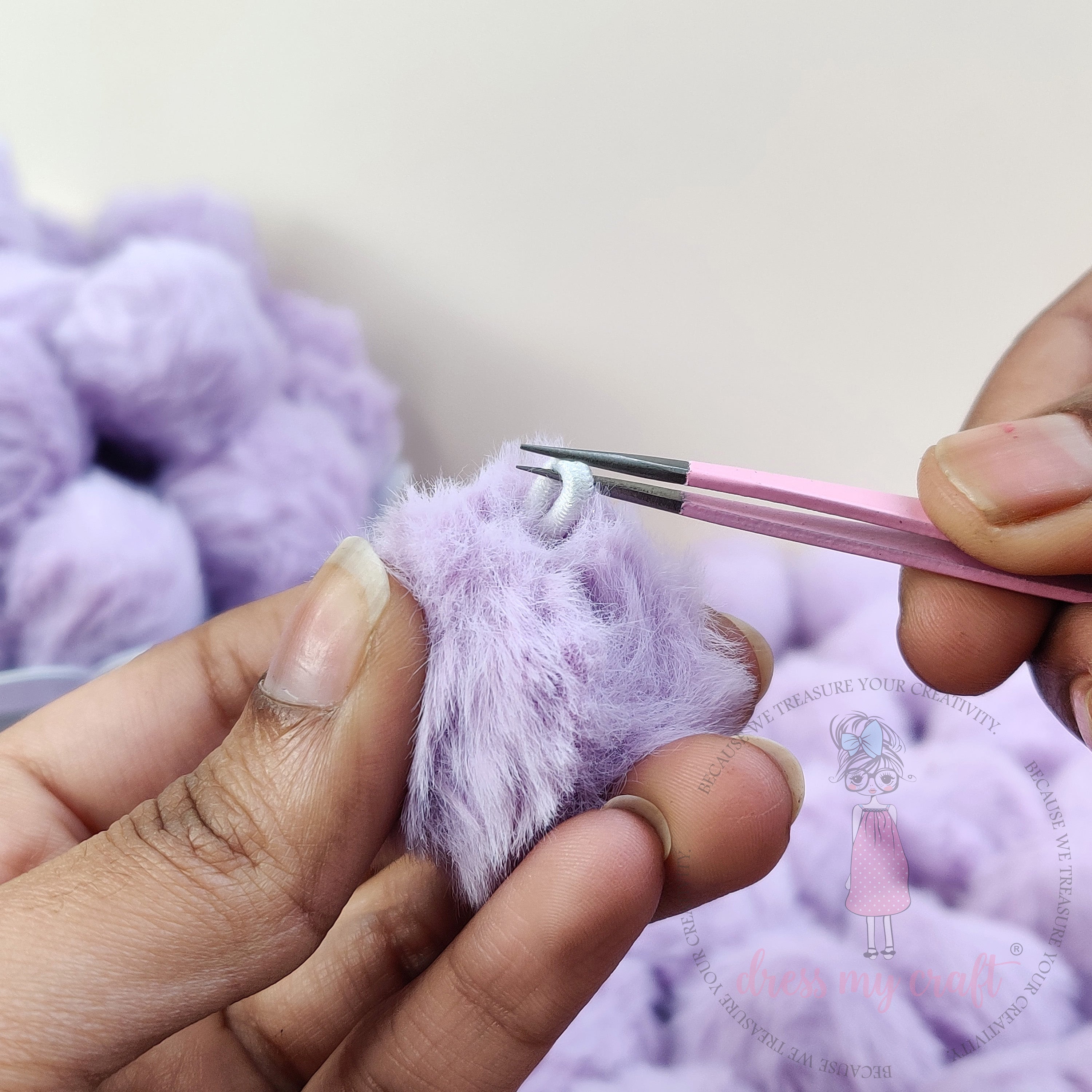 Pastel Lavender Pom Poms With Loop - Big