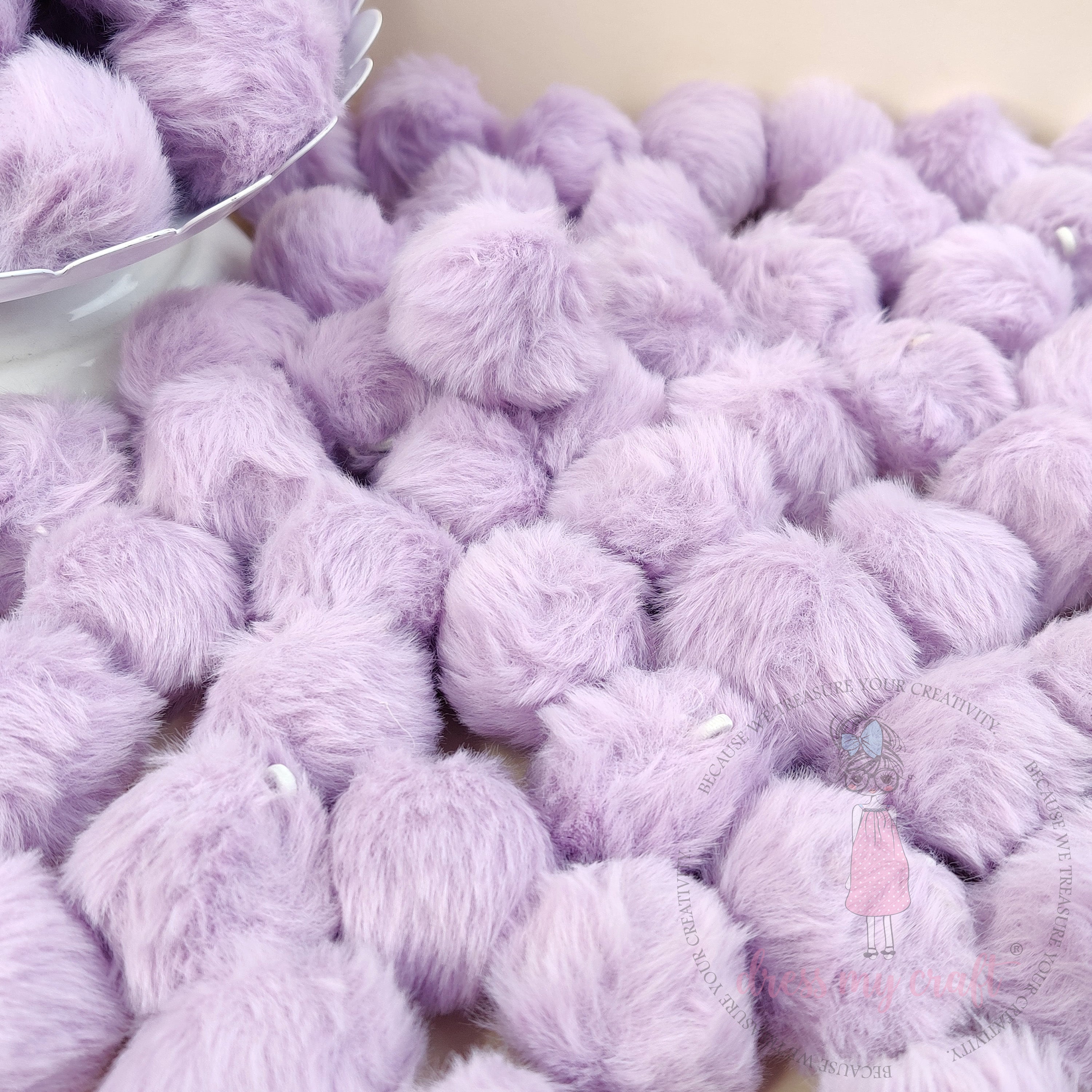Pastel Lavender Pom Poms With Loop - Big
