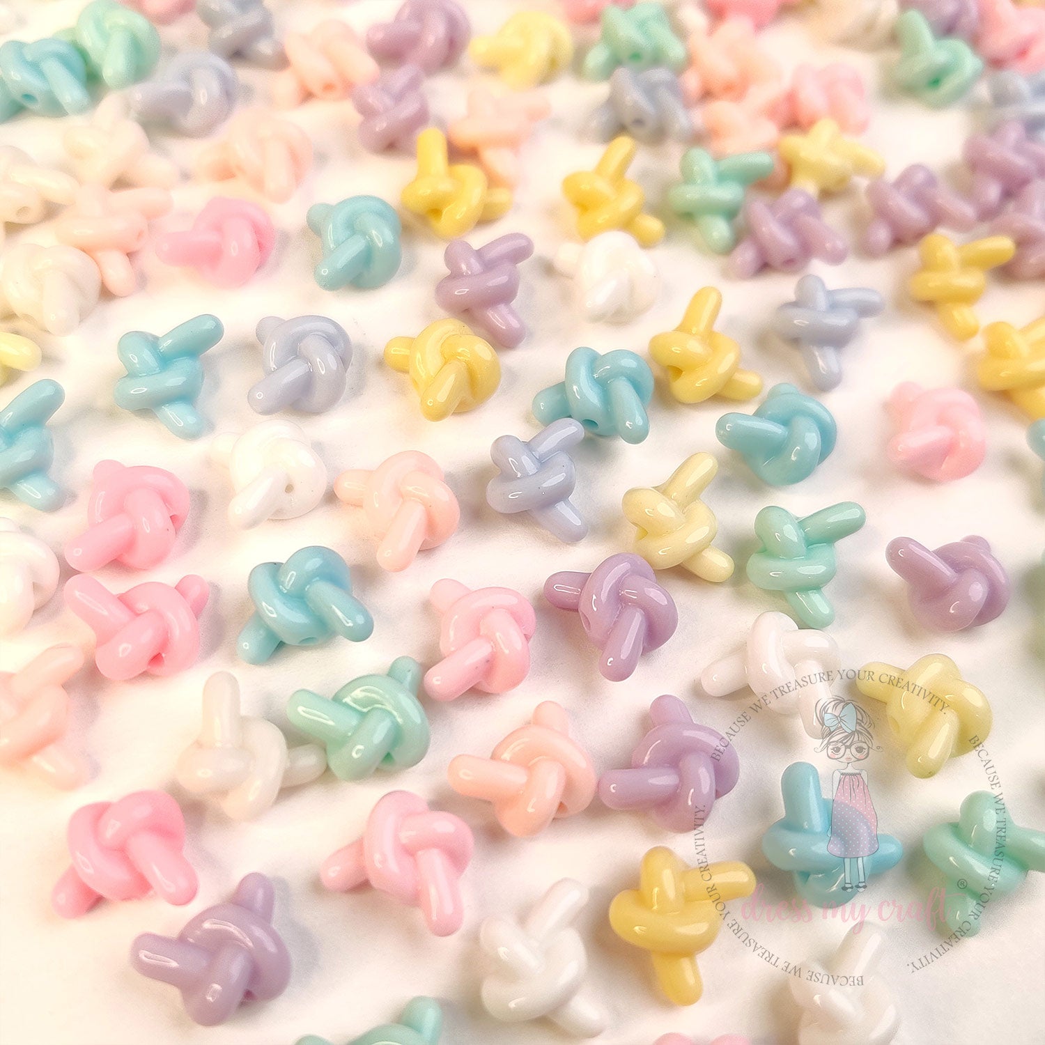 Pastel Twisty Knot Beads