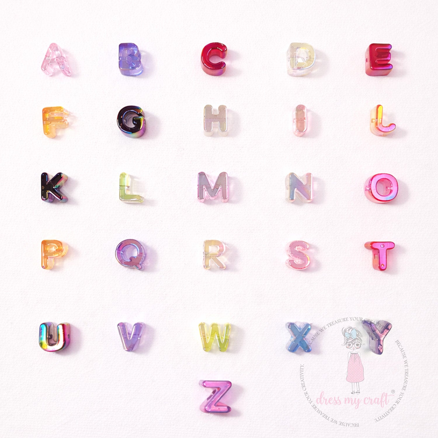 A to Z Alphabet Rainbow Glow Beads – Assorted Colors
