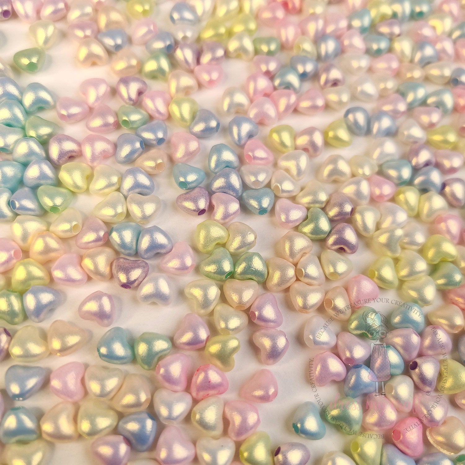 Unicorn Pearl Heart Beads