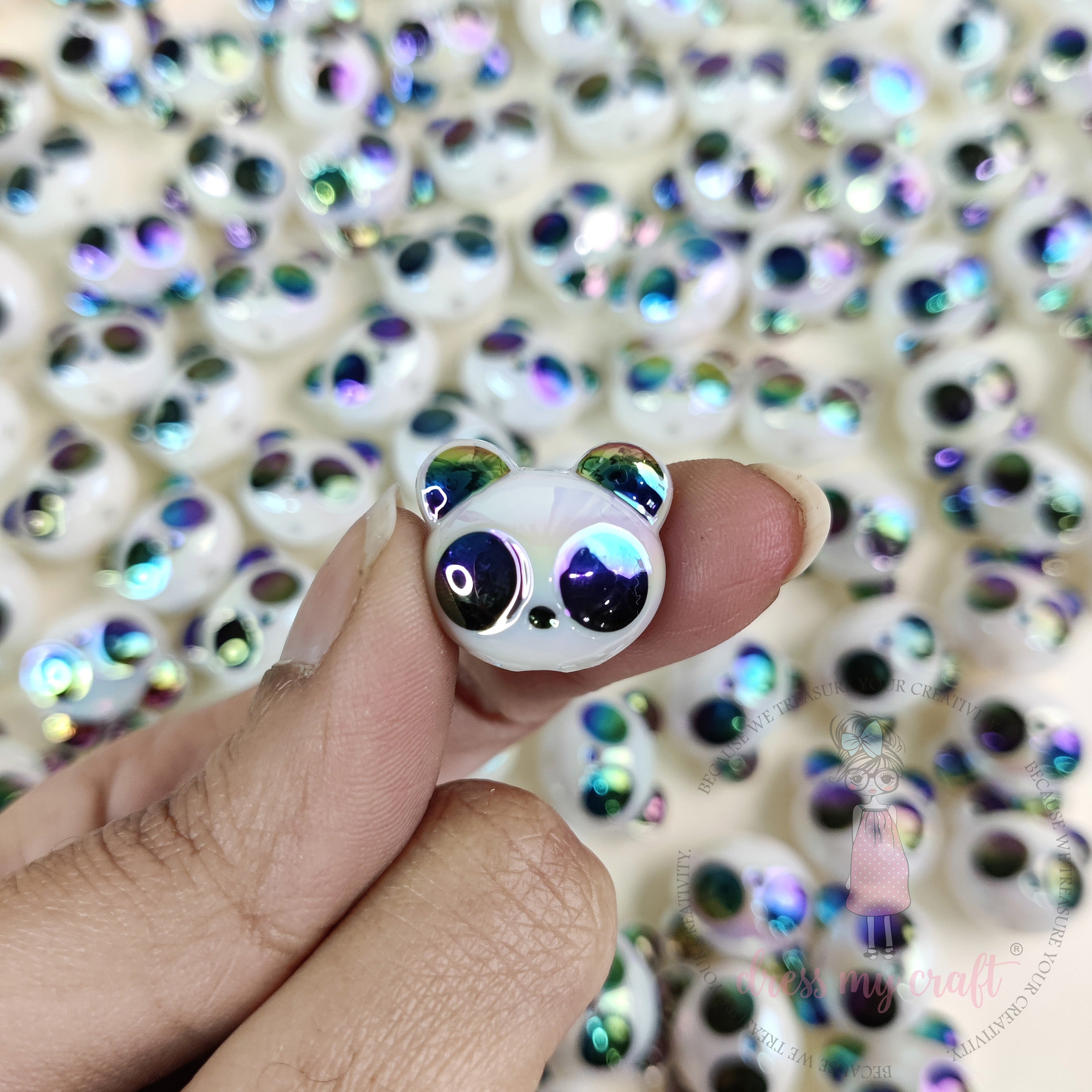 Holographic Panda Face Bead