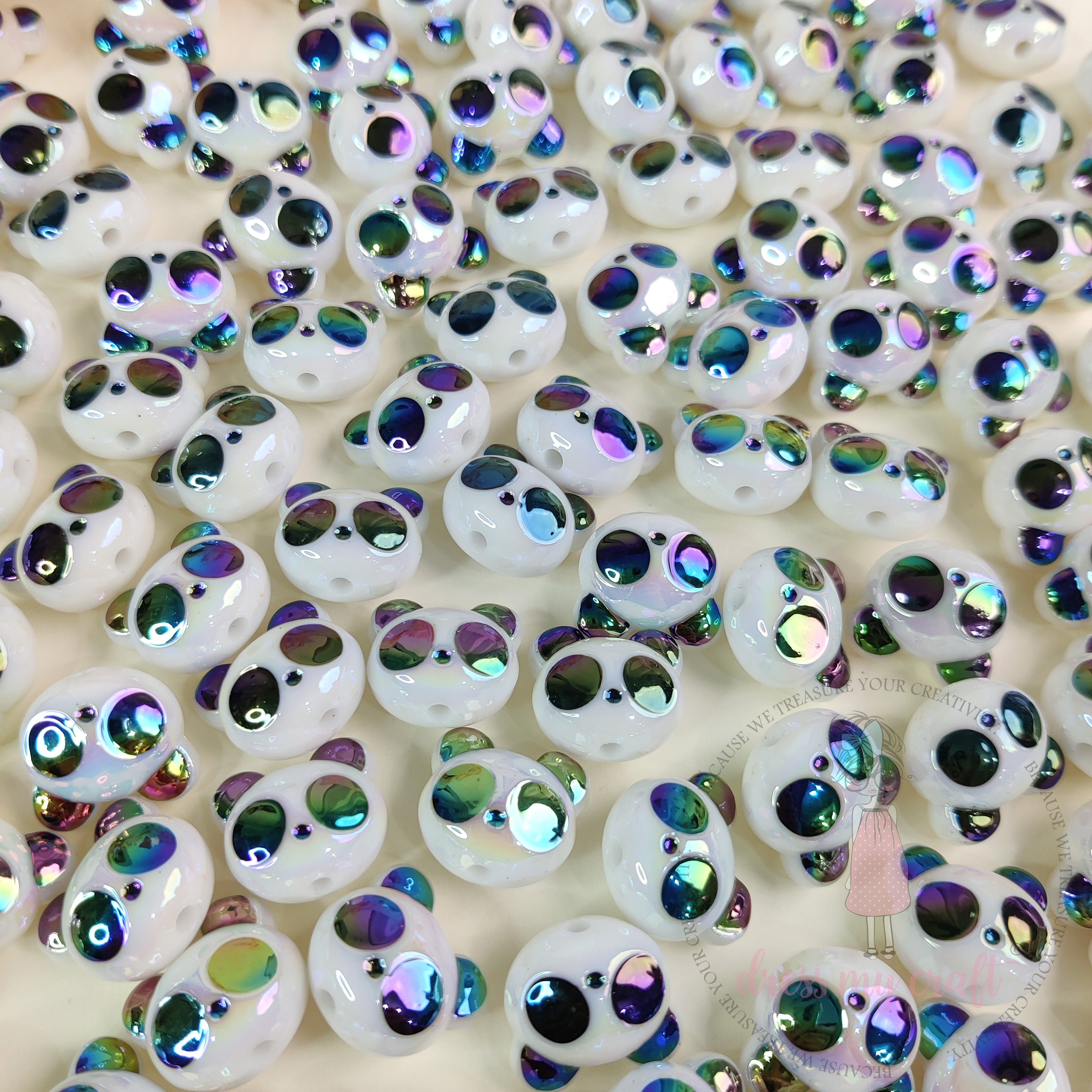 Holographic Panda Face Bead