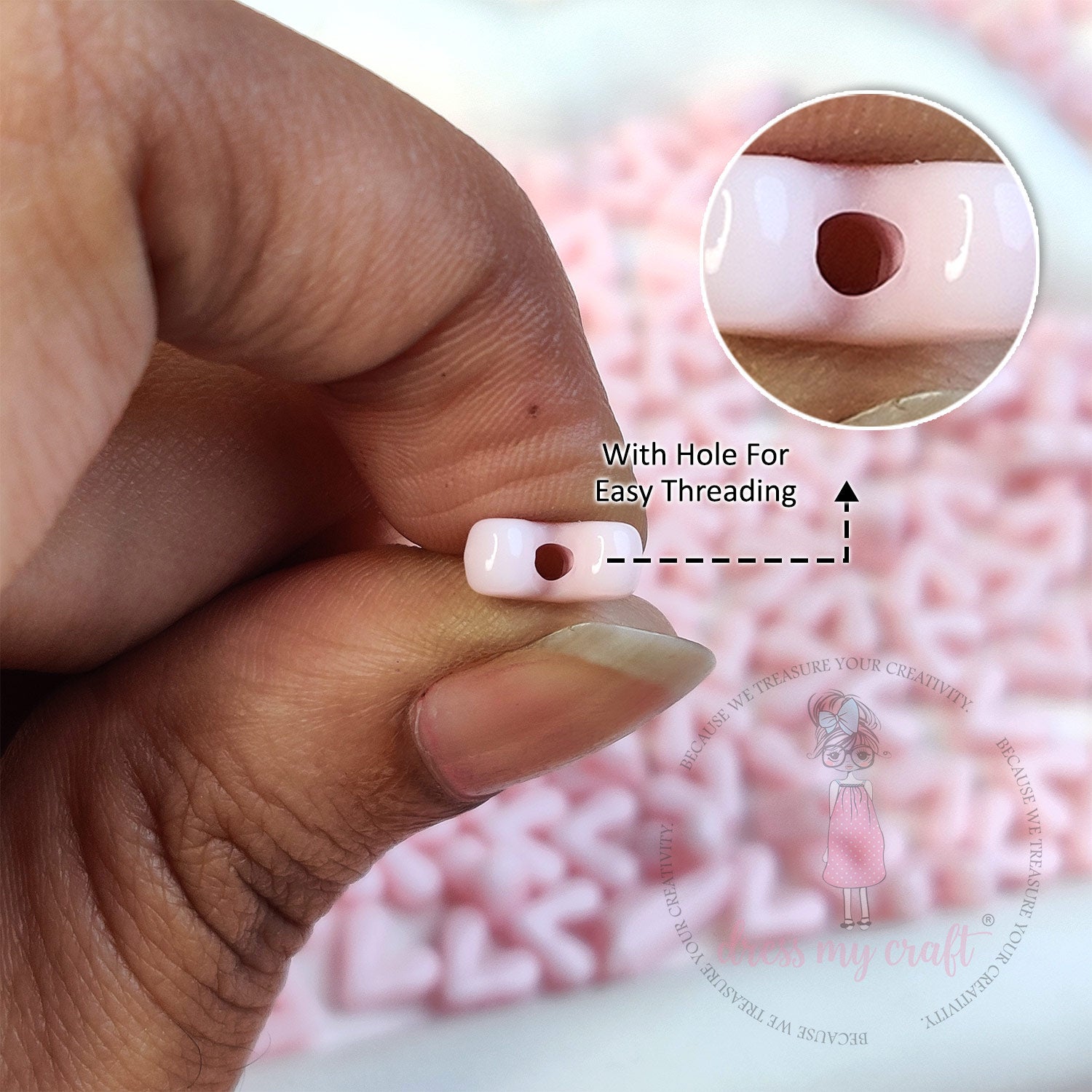 Pastel pink Heart Beads