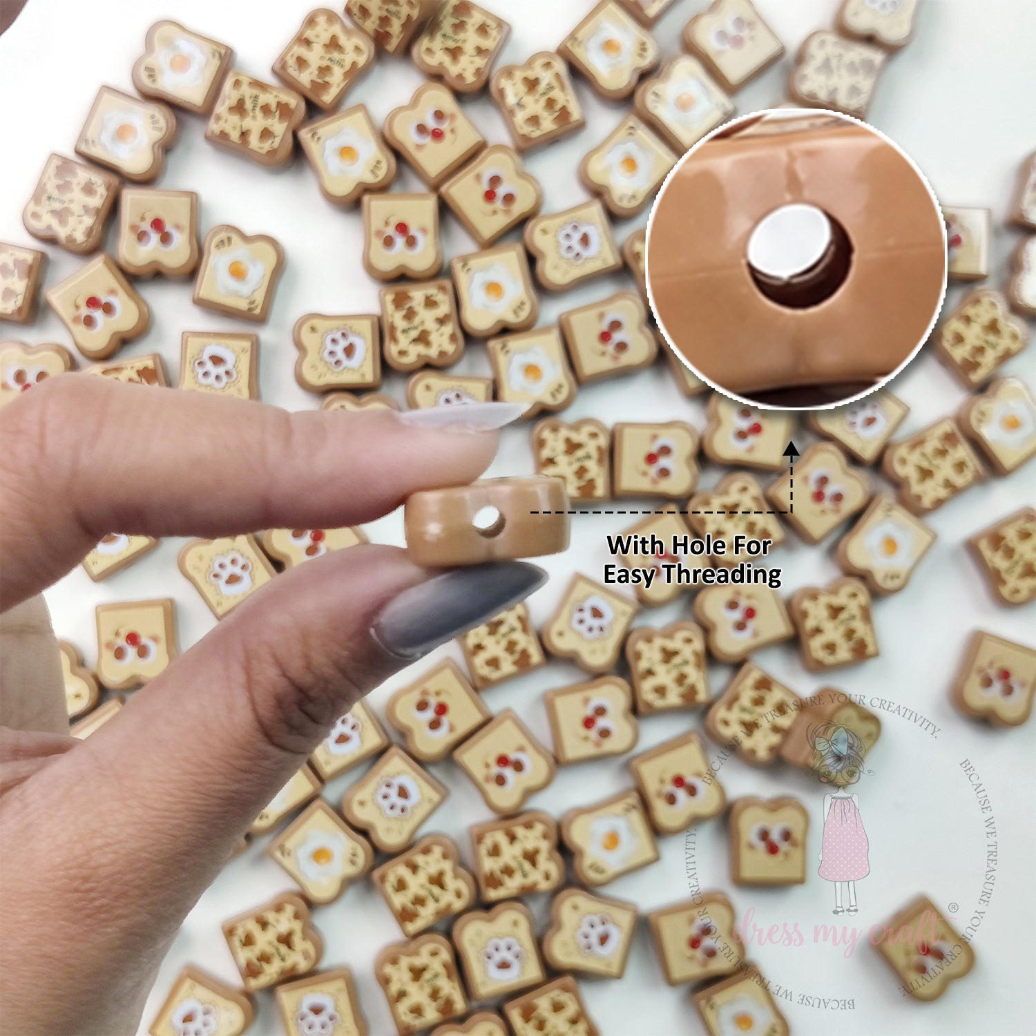 Toasted Brown Bread Shape Beads - 10 Pcs