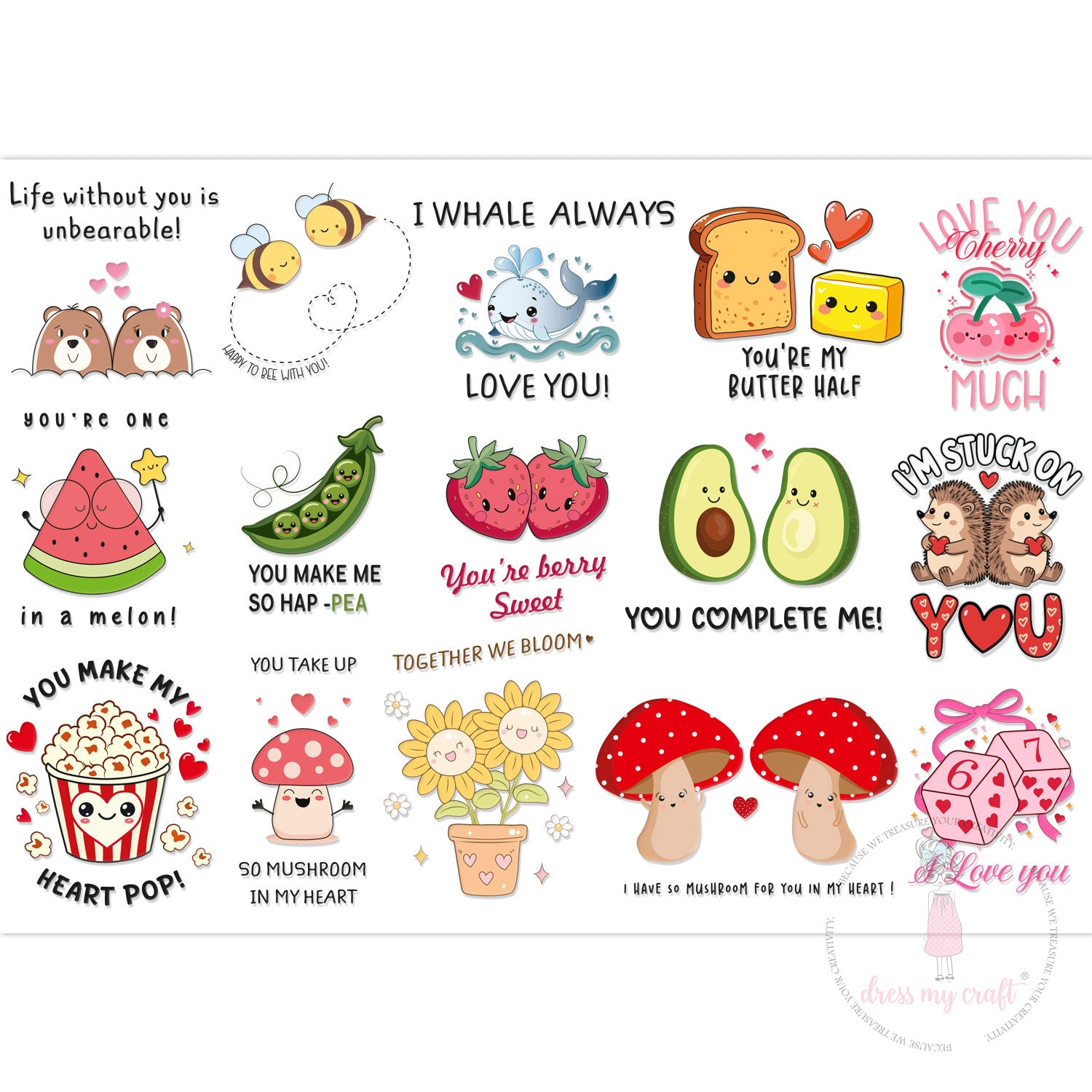 Stick N Peel Stickers- Cute Bites & Love