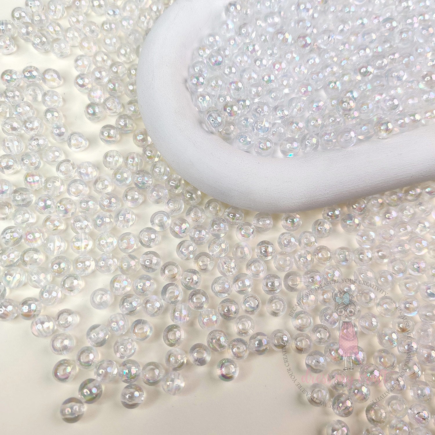 Holographic Crystal Round Beads