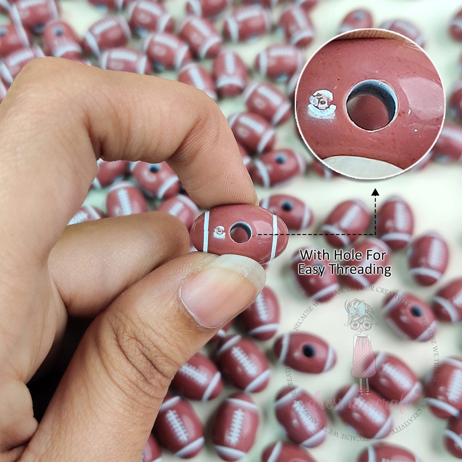 Oval Football Beads