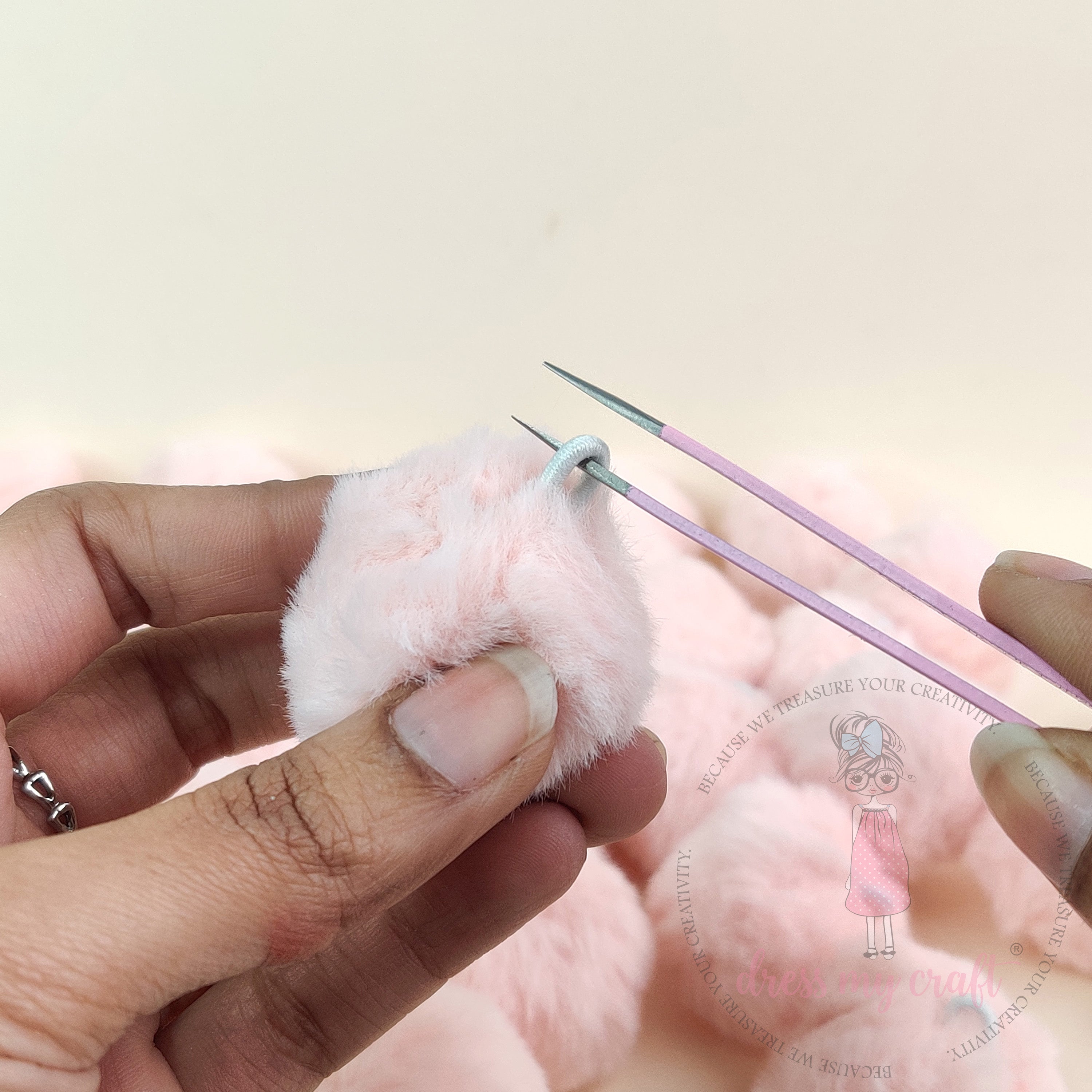 Pastel Baby Pink Pom Poms With Loop - Big