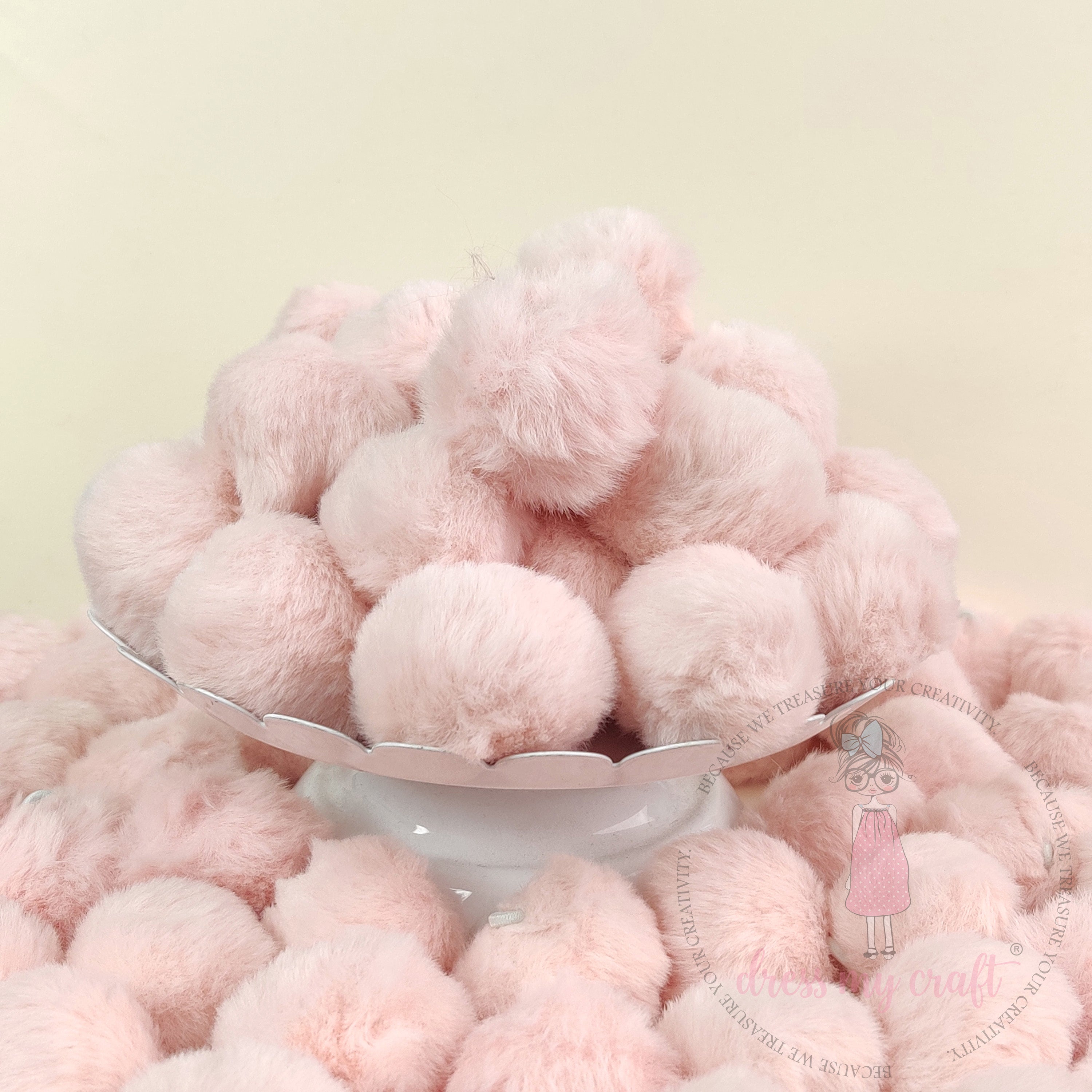 Pastel Baby Pink Pom Poms With Loop - Big