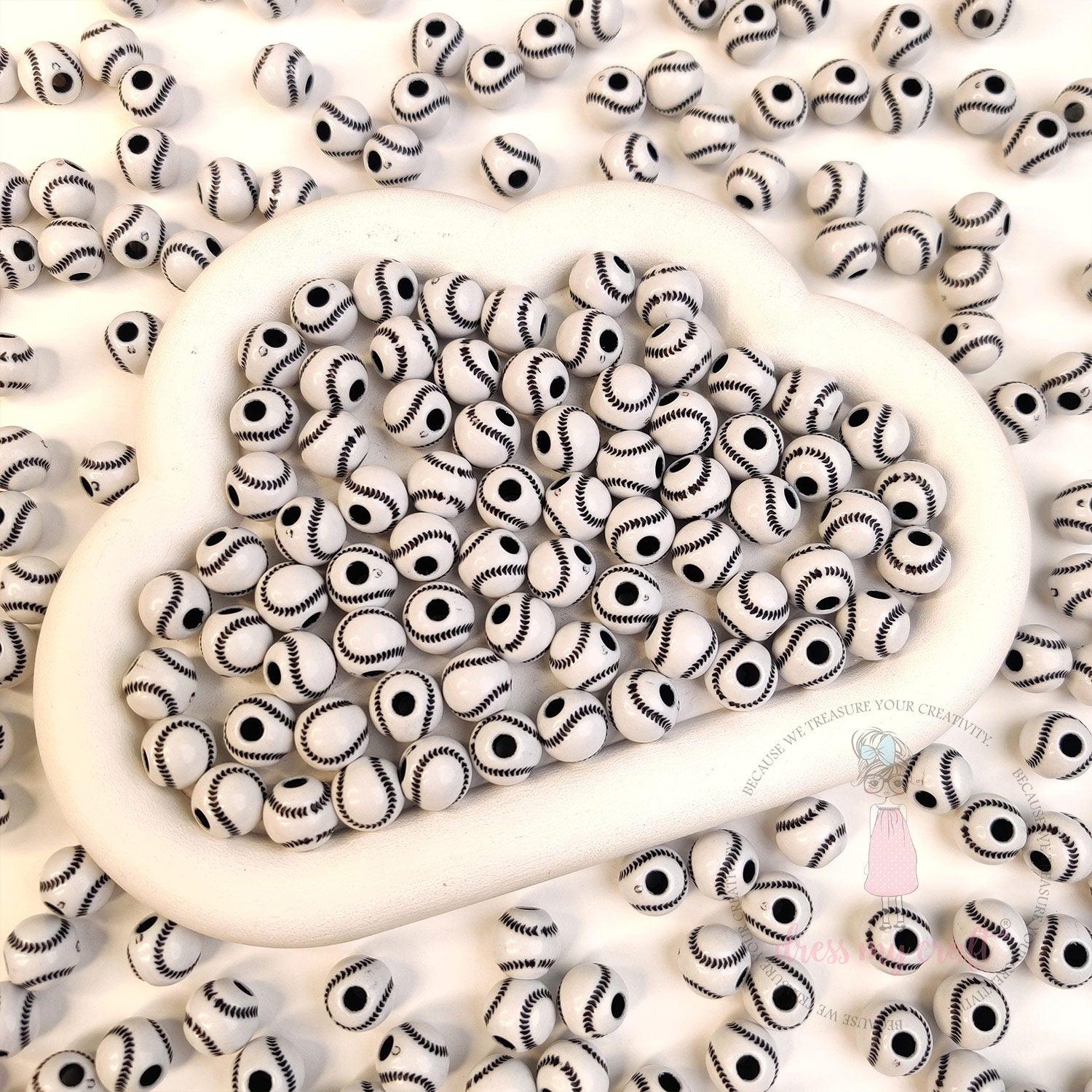 Baseball Printed Beads