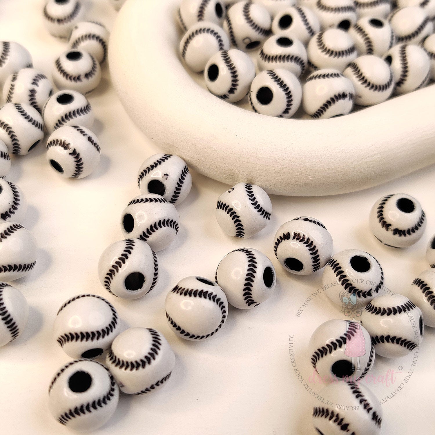 Baseball Printed Beads