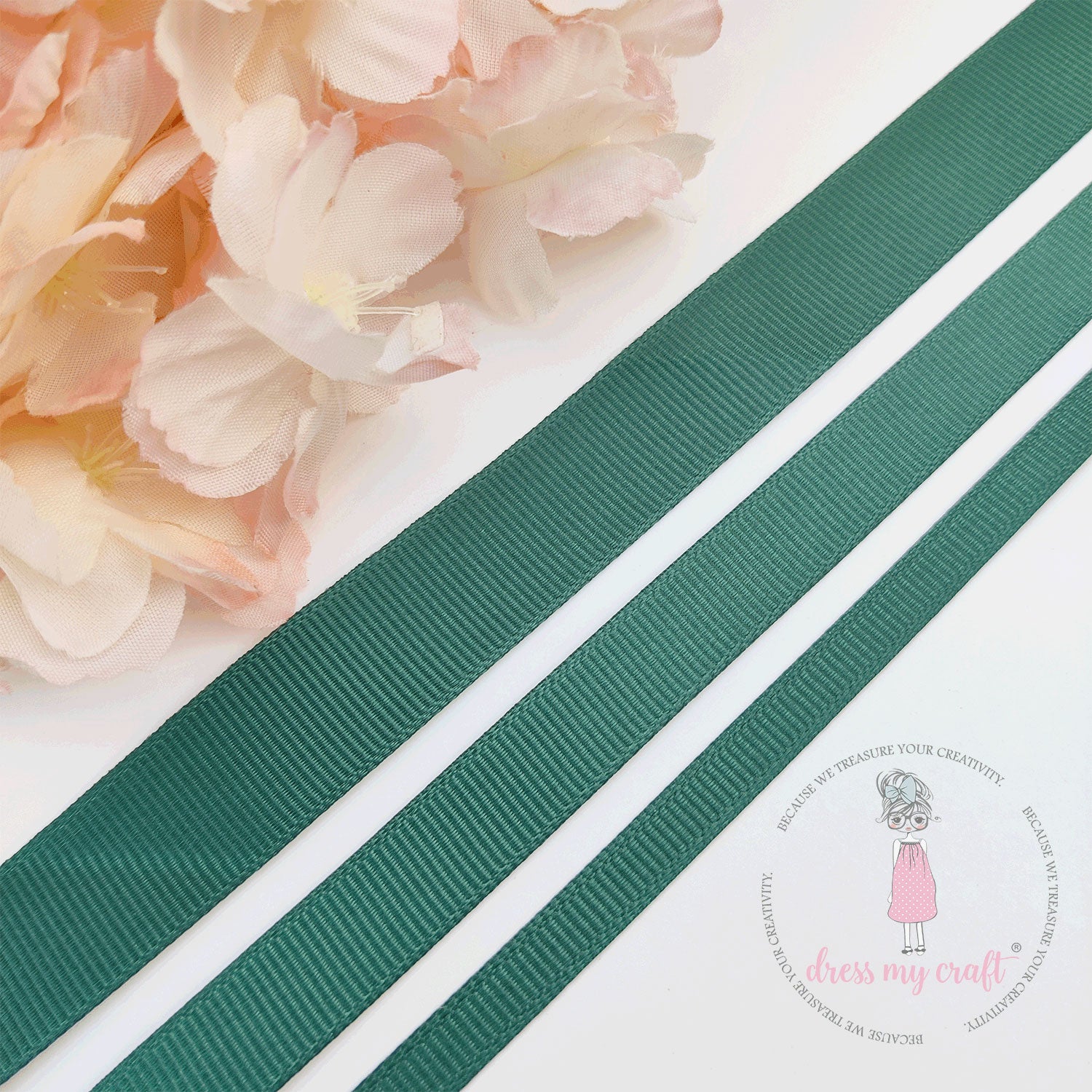 Grosgrain Ribbon Combo - 3 Rolls (6mm, 12mm, 18mm) Bottle Green