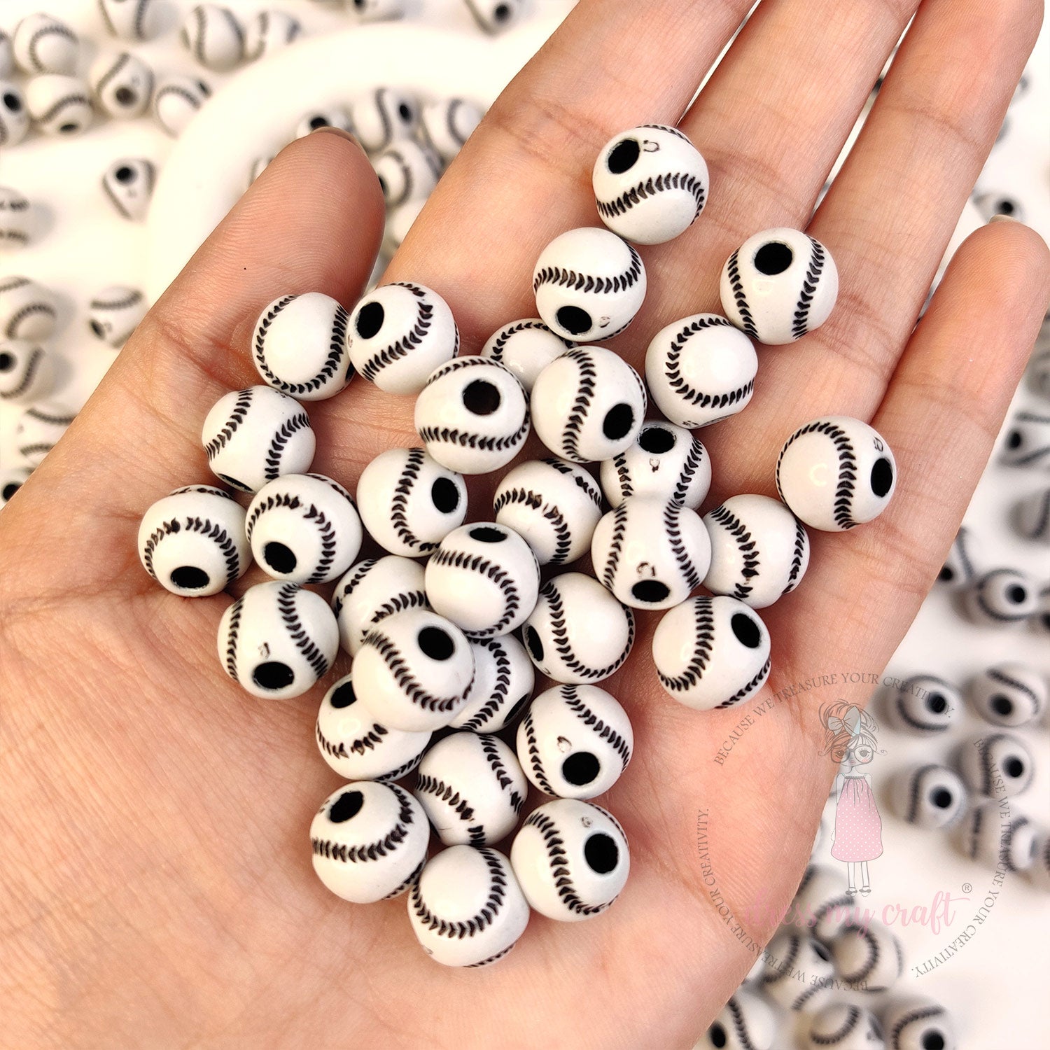 Baseball Printed Beads