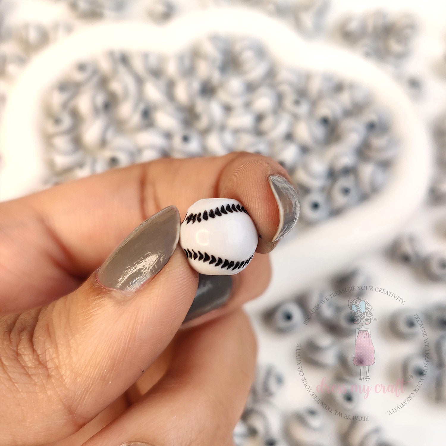 Baseball Printed Beads