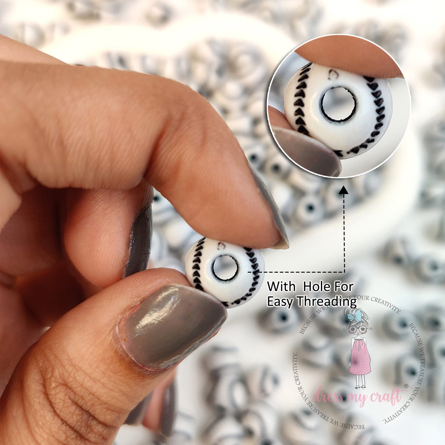 Baseball Printed Beads