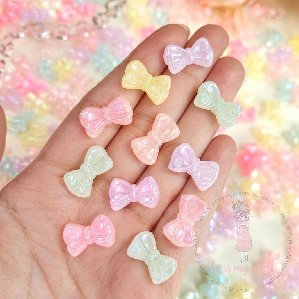 Holographic Pastel Jelly Little Bow Beads