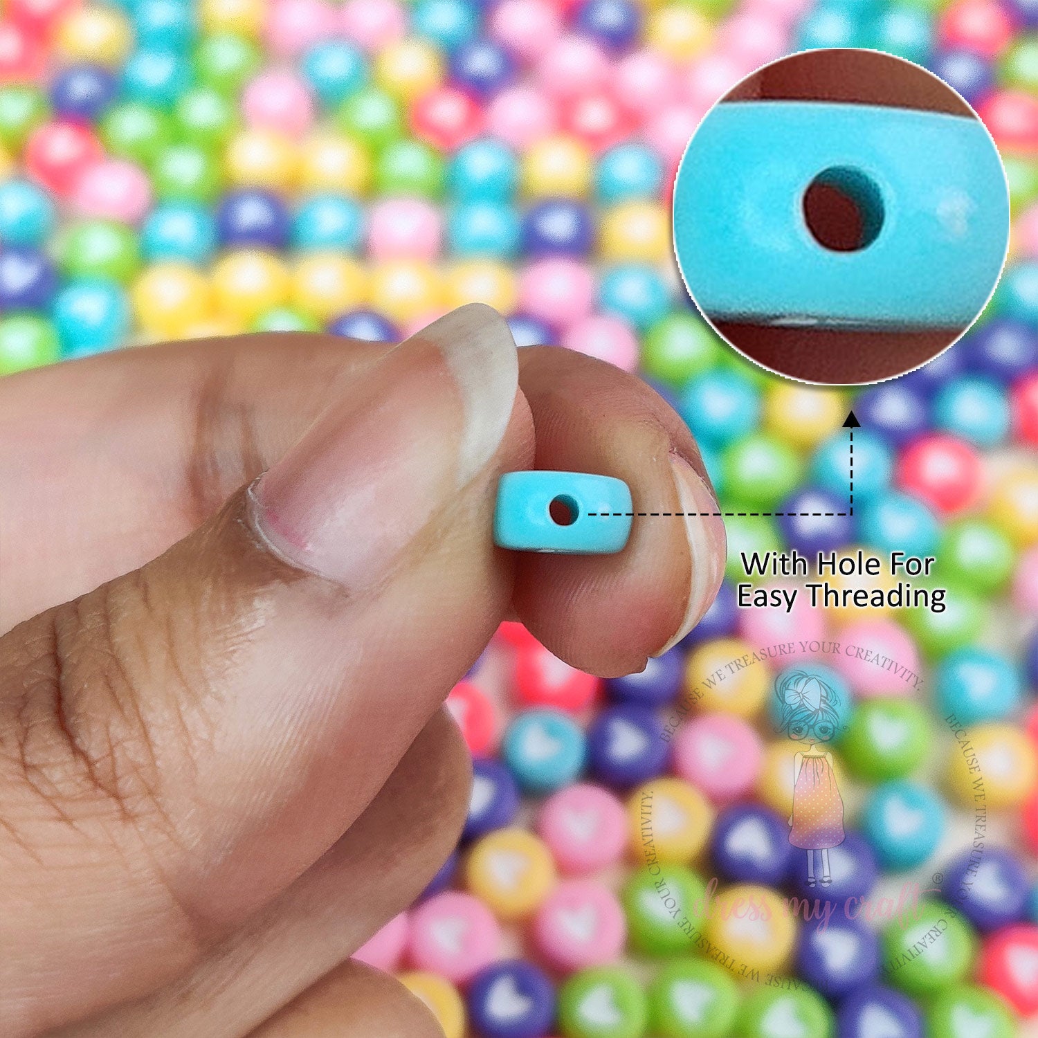 Colorful Round Heart Beads