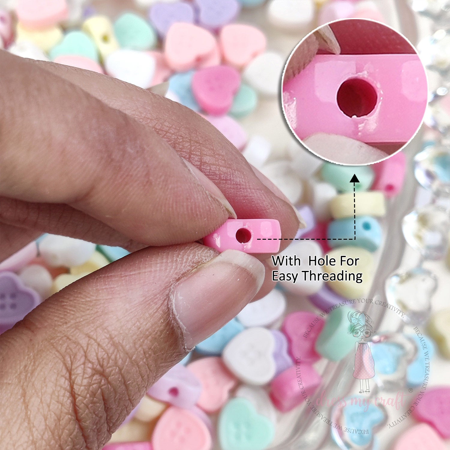 Pastel Button Heart Beads