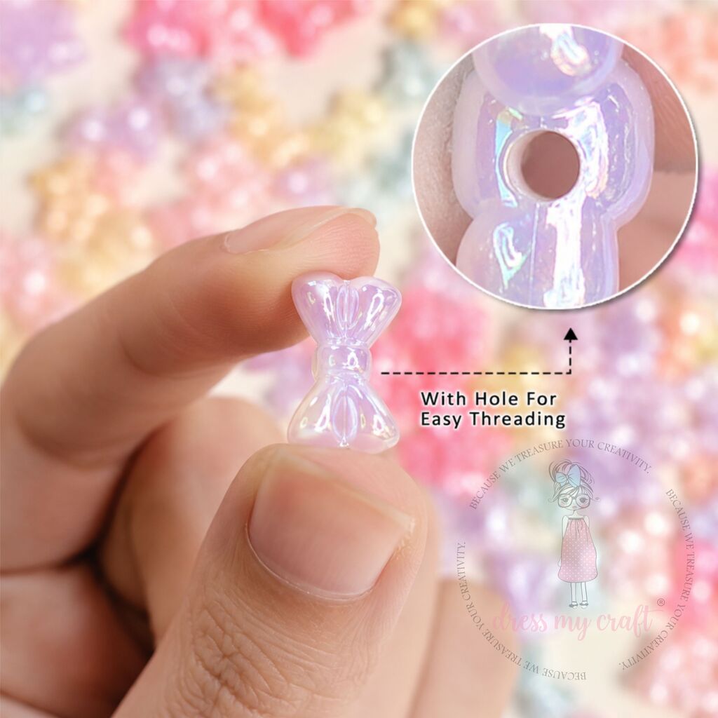 Holographic Pastel Jelly Little Bow Beads