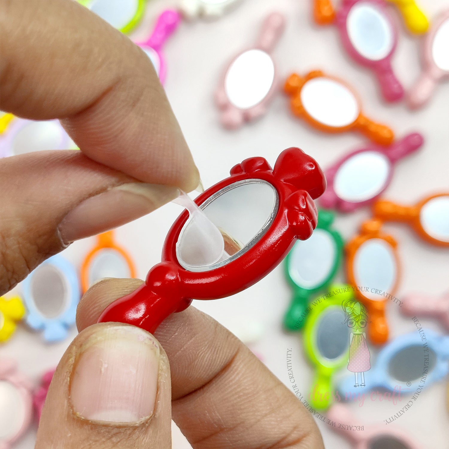 Multicolor Hand Mirror Beads - 5 Pcs