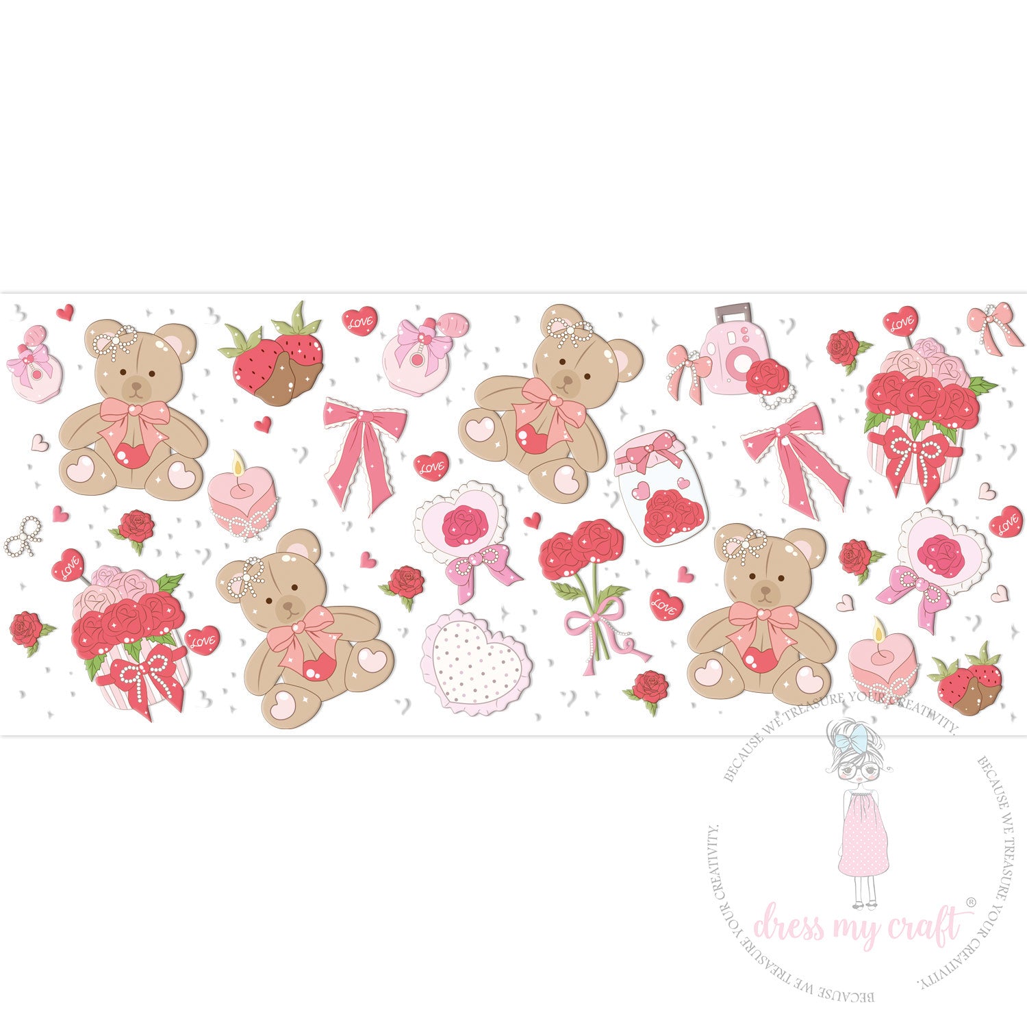 Stick N Peel Stickers- Sweetheart Teddy Bloom