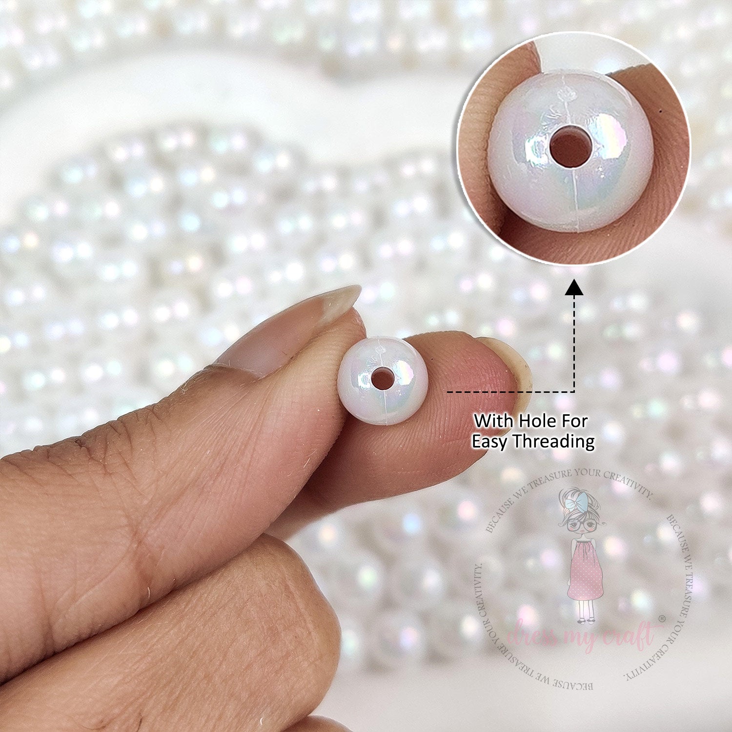 Holographic Pearl Round Beads