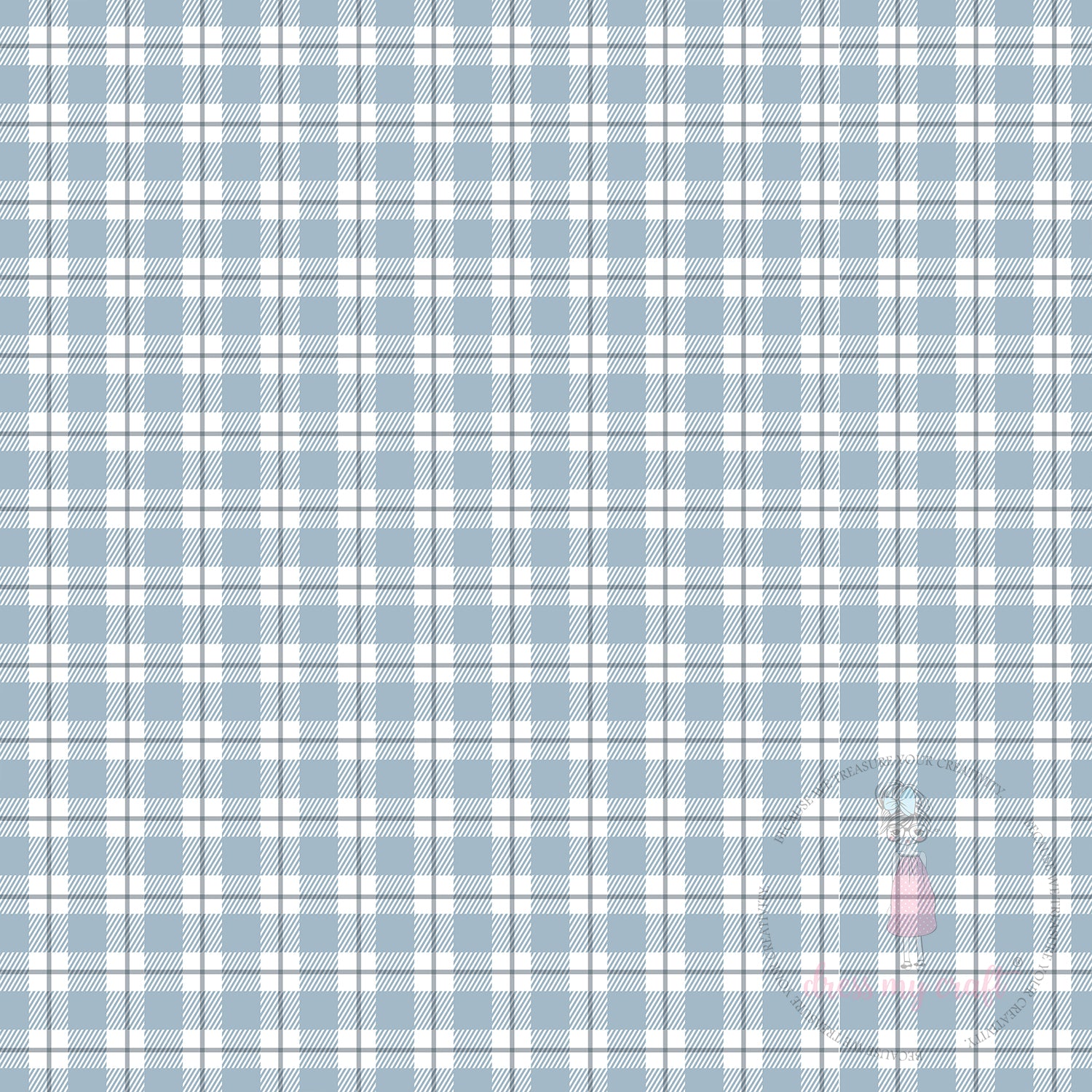 Baby Blue Gingham Checks Pack Of 10 - 12" x 12" Loose Sheets
