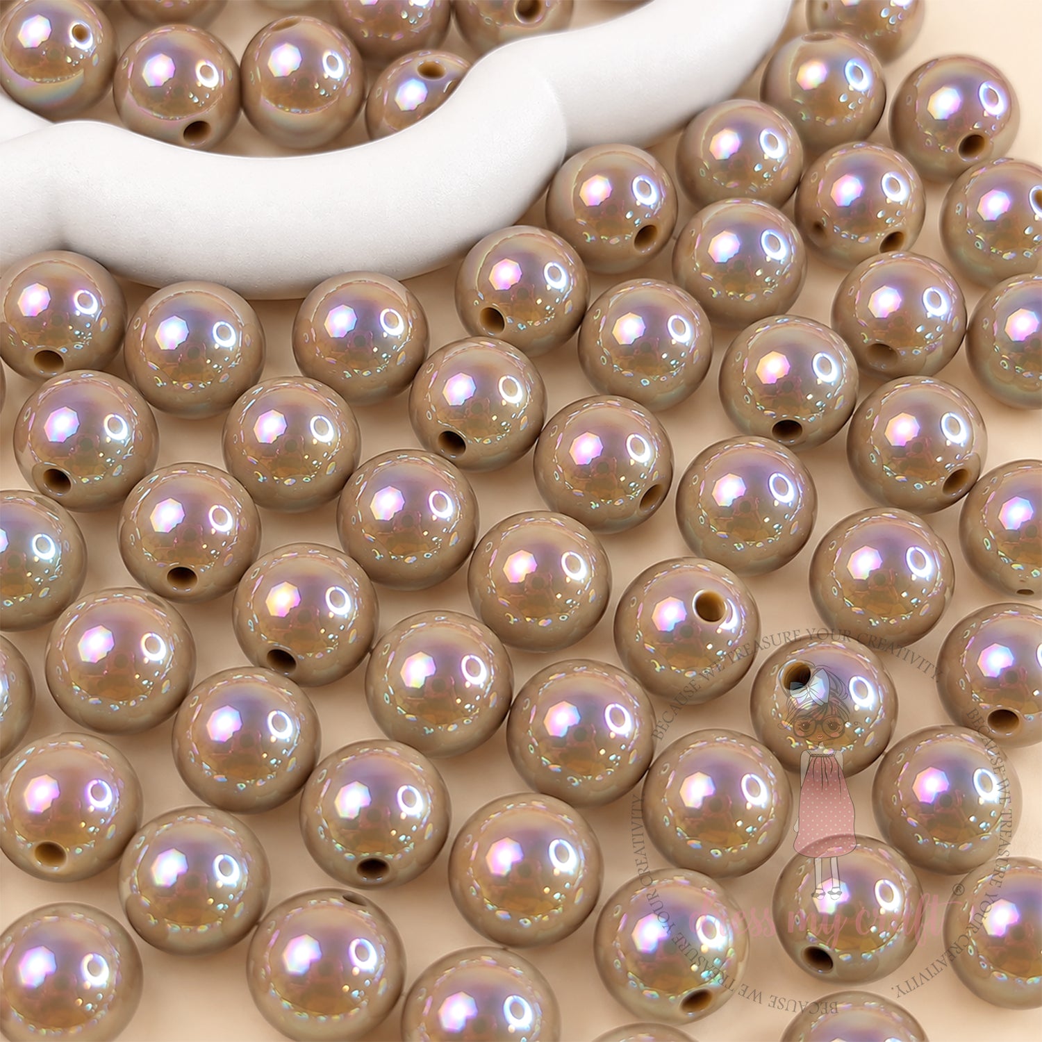 Holographic Premium Acrylic Beads - Brown