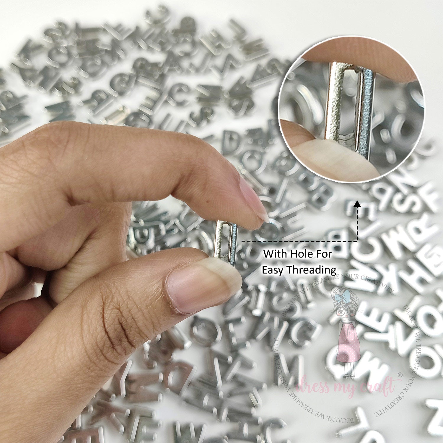 Silver Alphabet Beads
