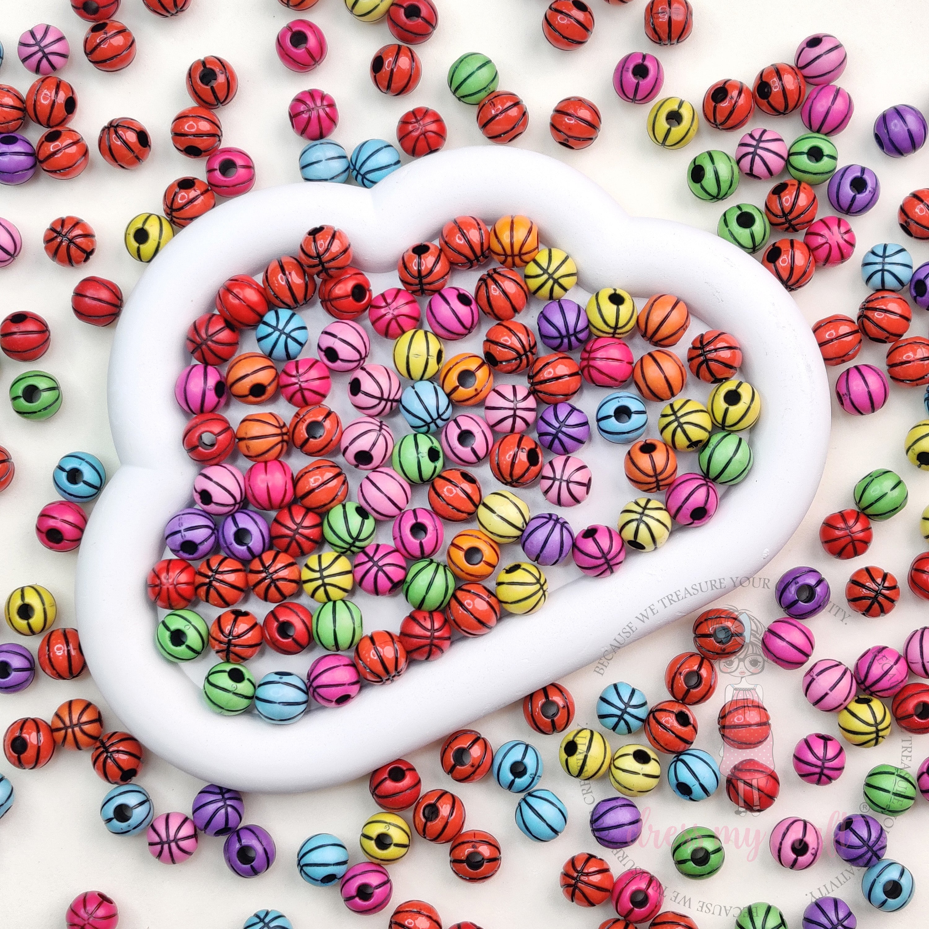 Multicolor Mini Basket Ball Beads - 30 Pcs