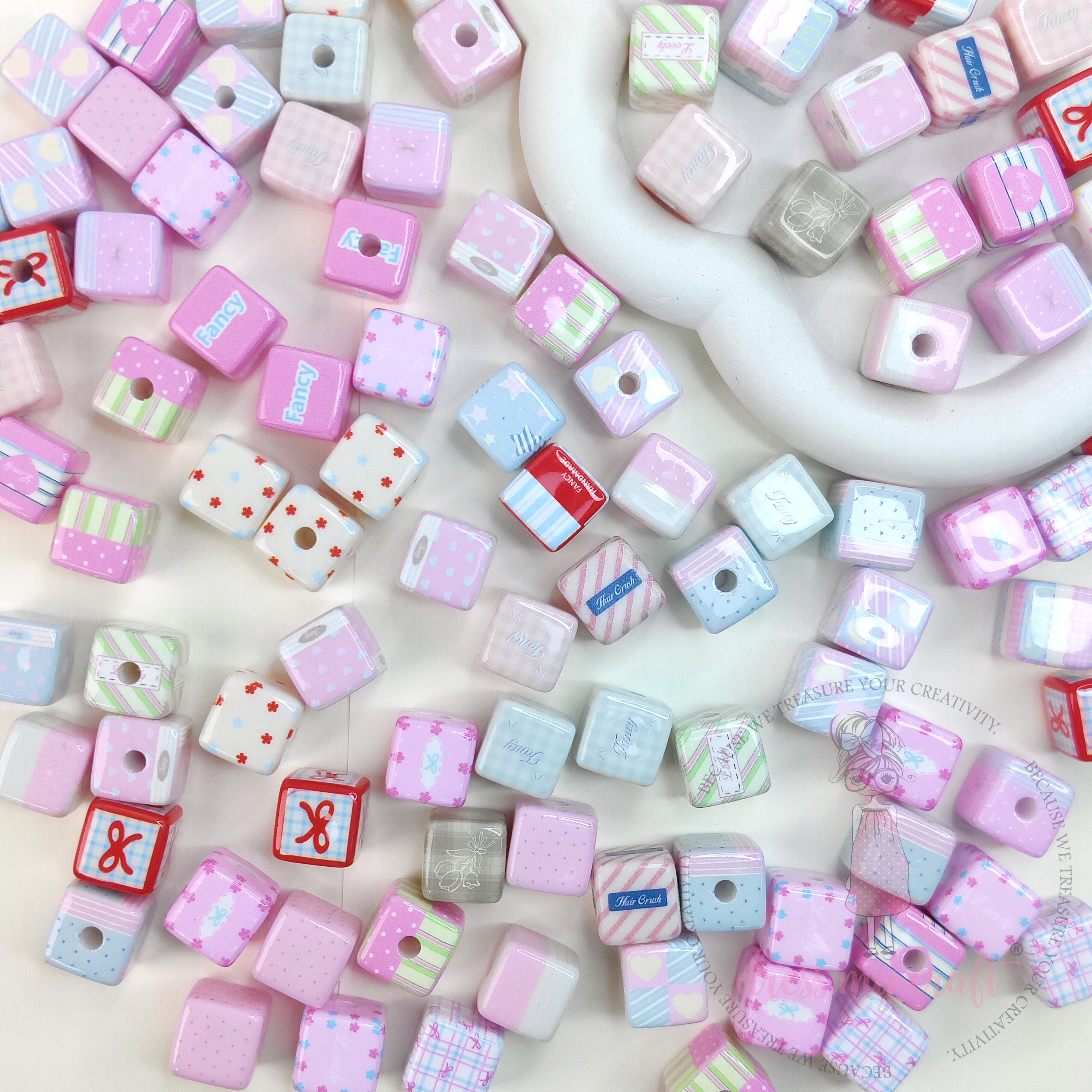 Multicolor Playful Square Beads - 10 Pcs