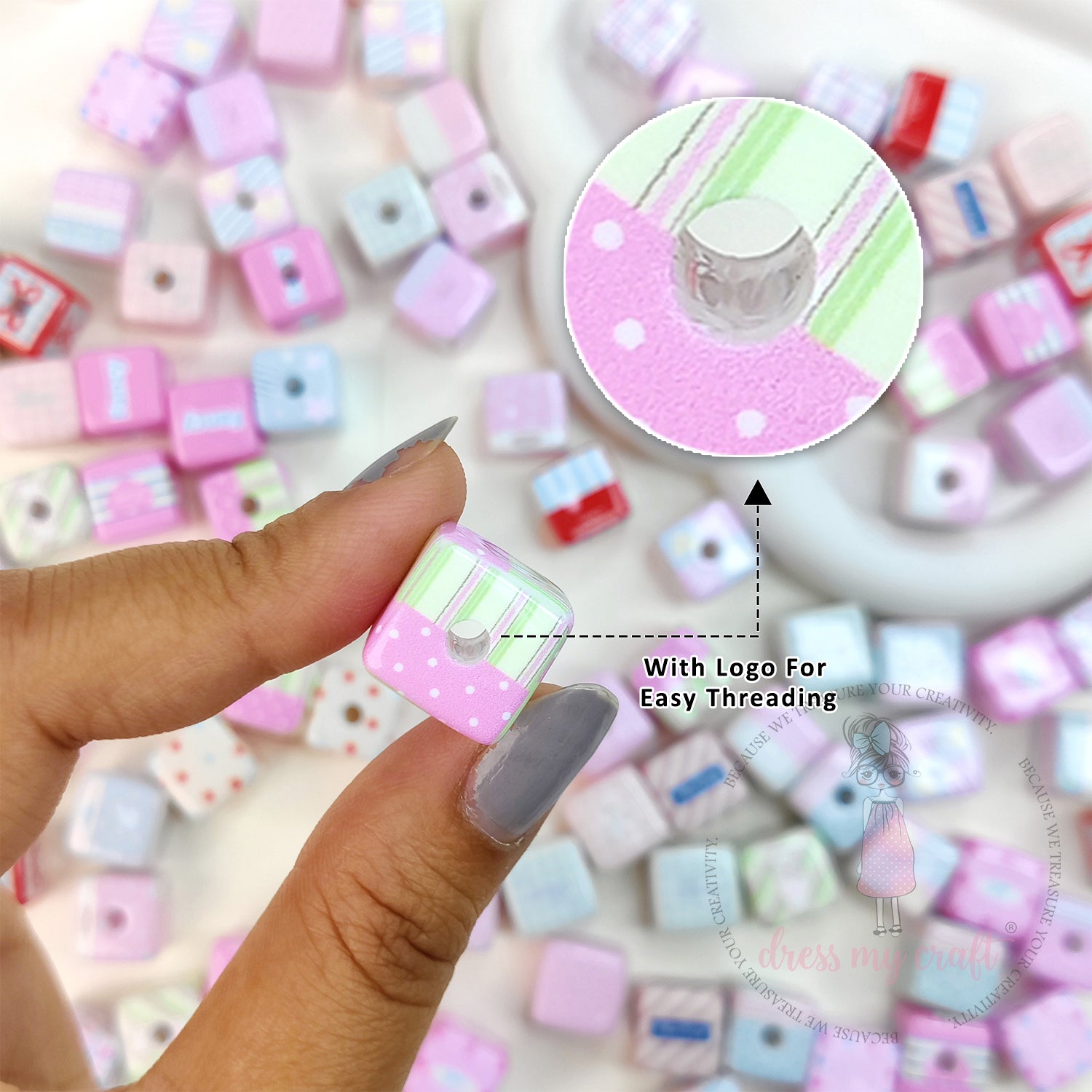 Multicolor Playful Square Beads - 10 Pcs