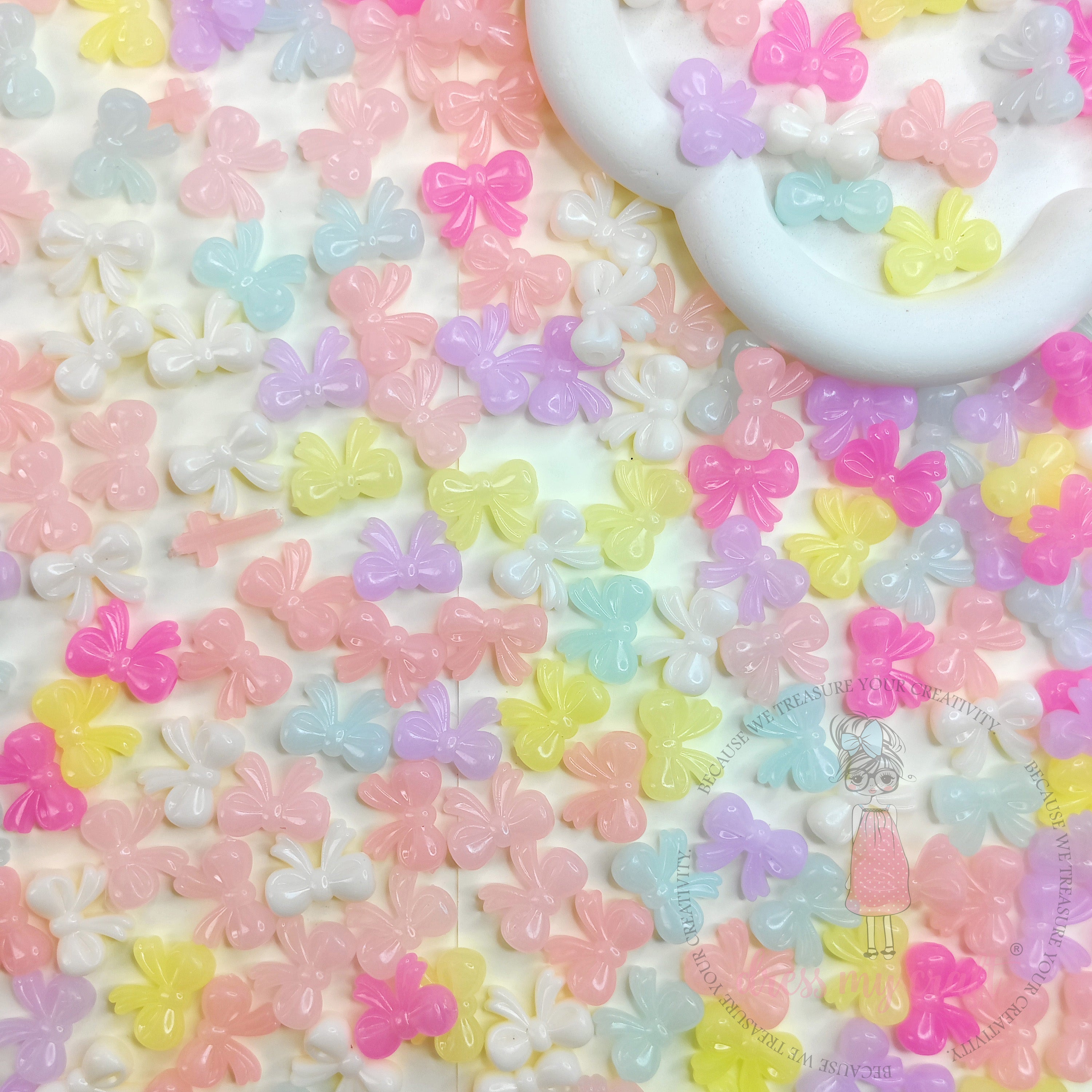 Pastel Colorful Bow Beads - 20 Pcs