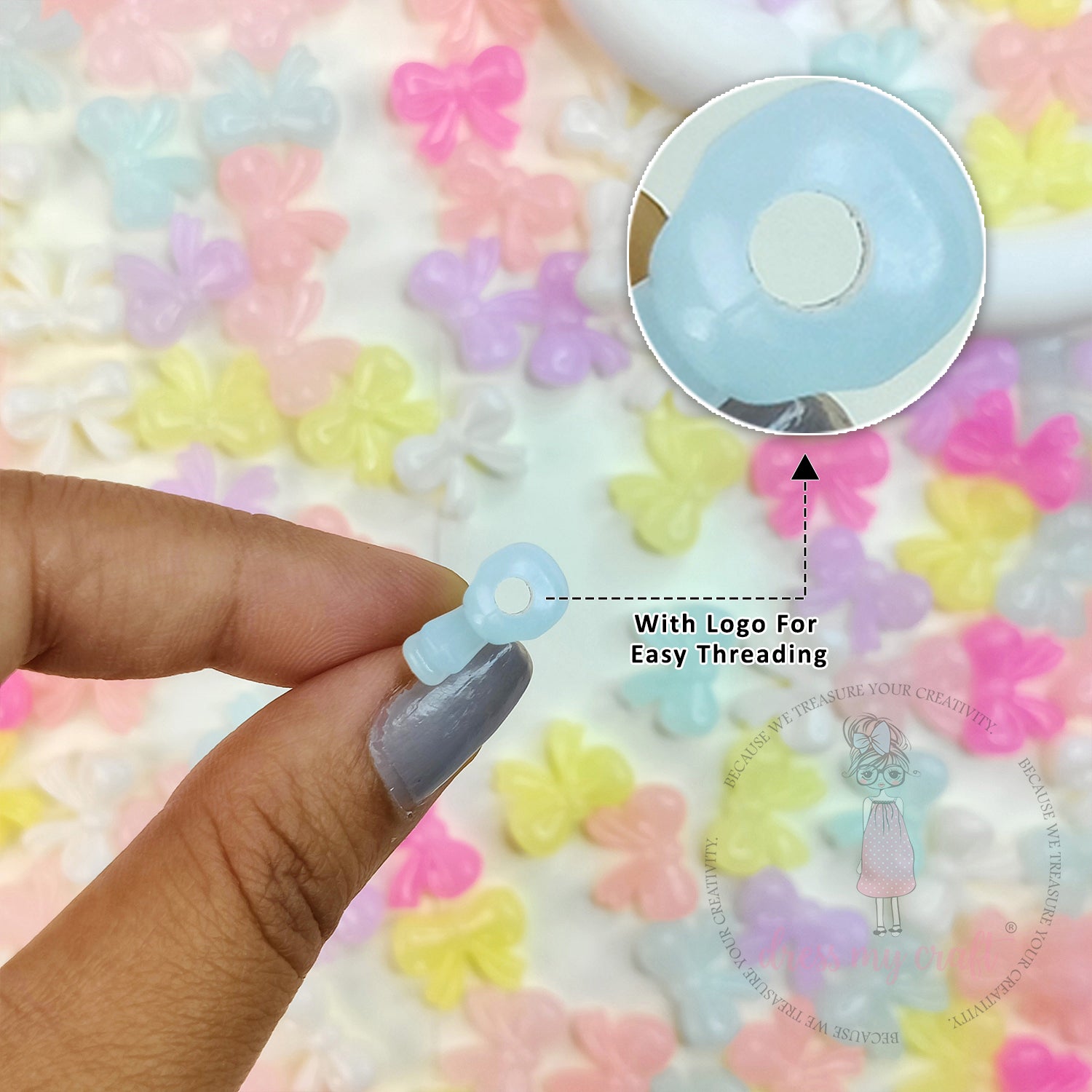 Pastel Colorful Bow Beads - 20 Pcs