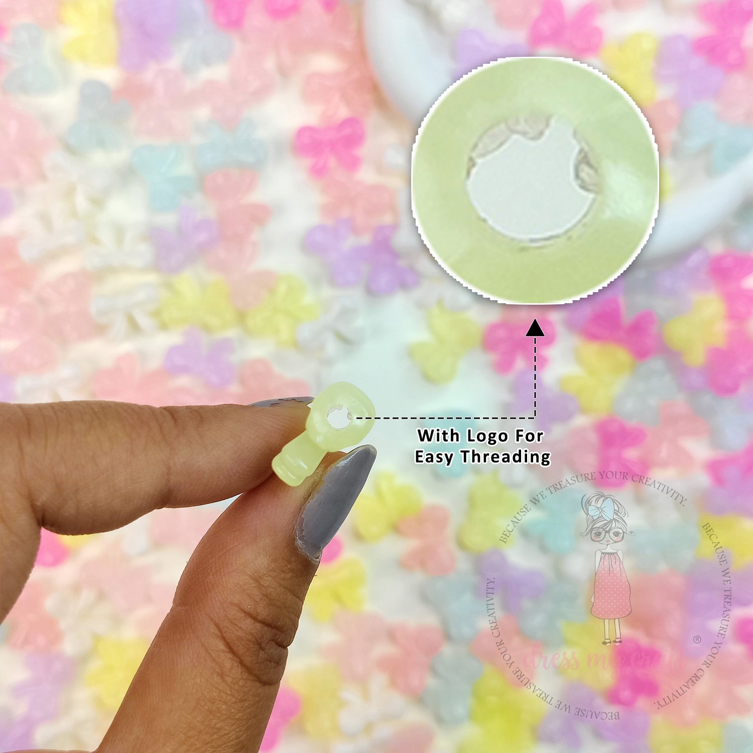 Pastel Colorful Bow Beads - 20 Pcs