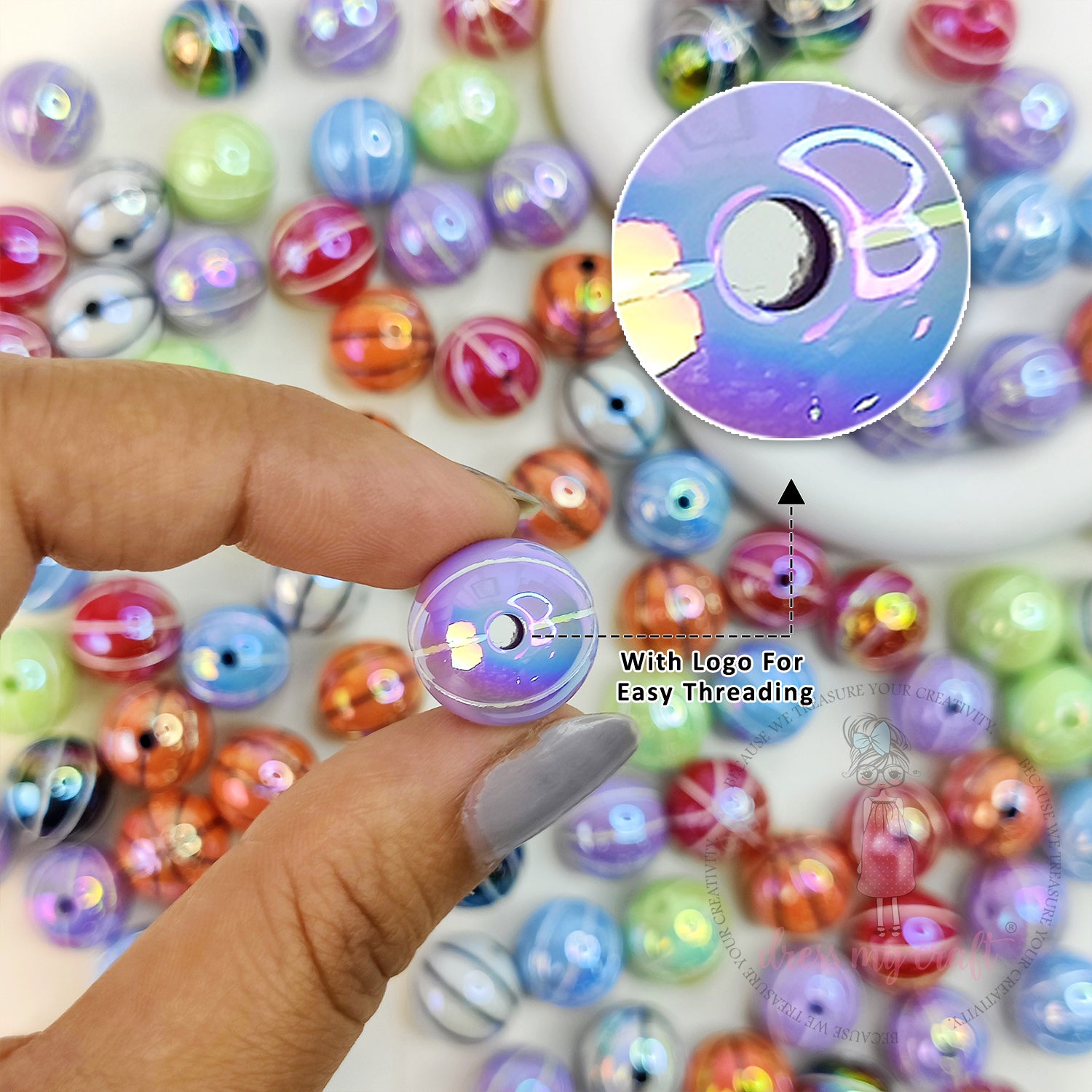 Multicolor Basket Ball Beads - 10 Pcs
