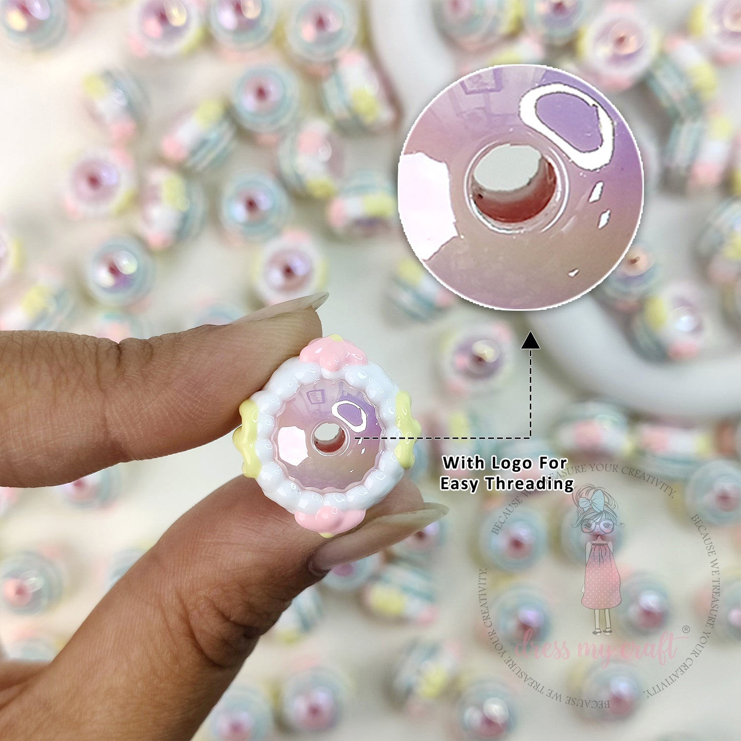 Hand Painted Swirley Rainbow Beads - 6 Pcs