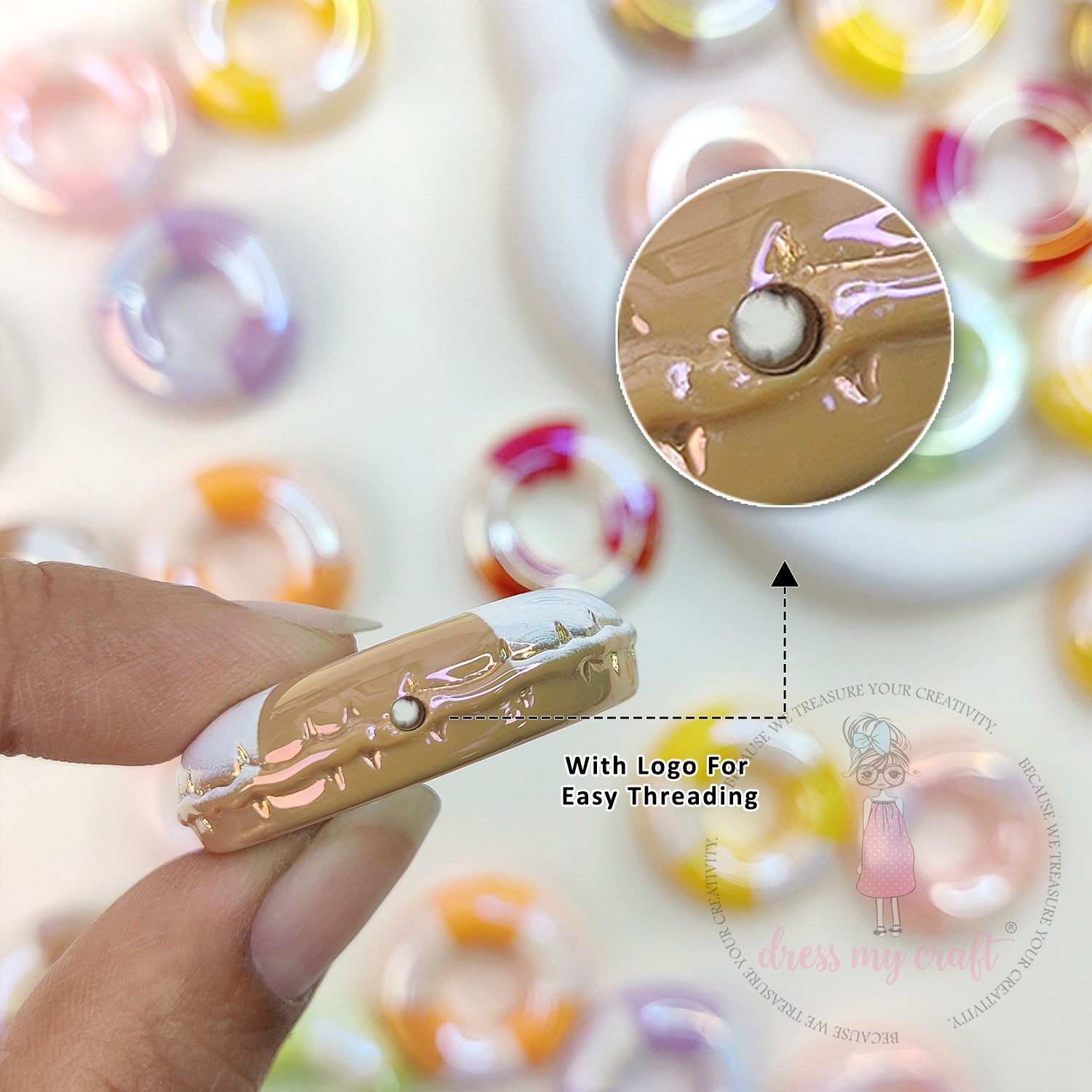 Multicolor Holographic Swimming Tube Beads - 4 Pcs